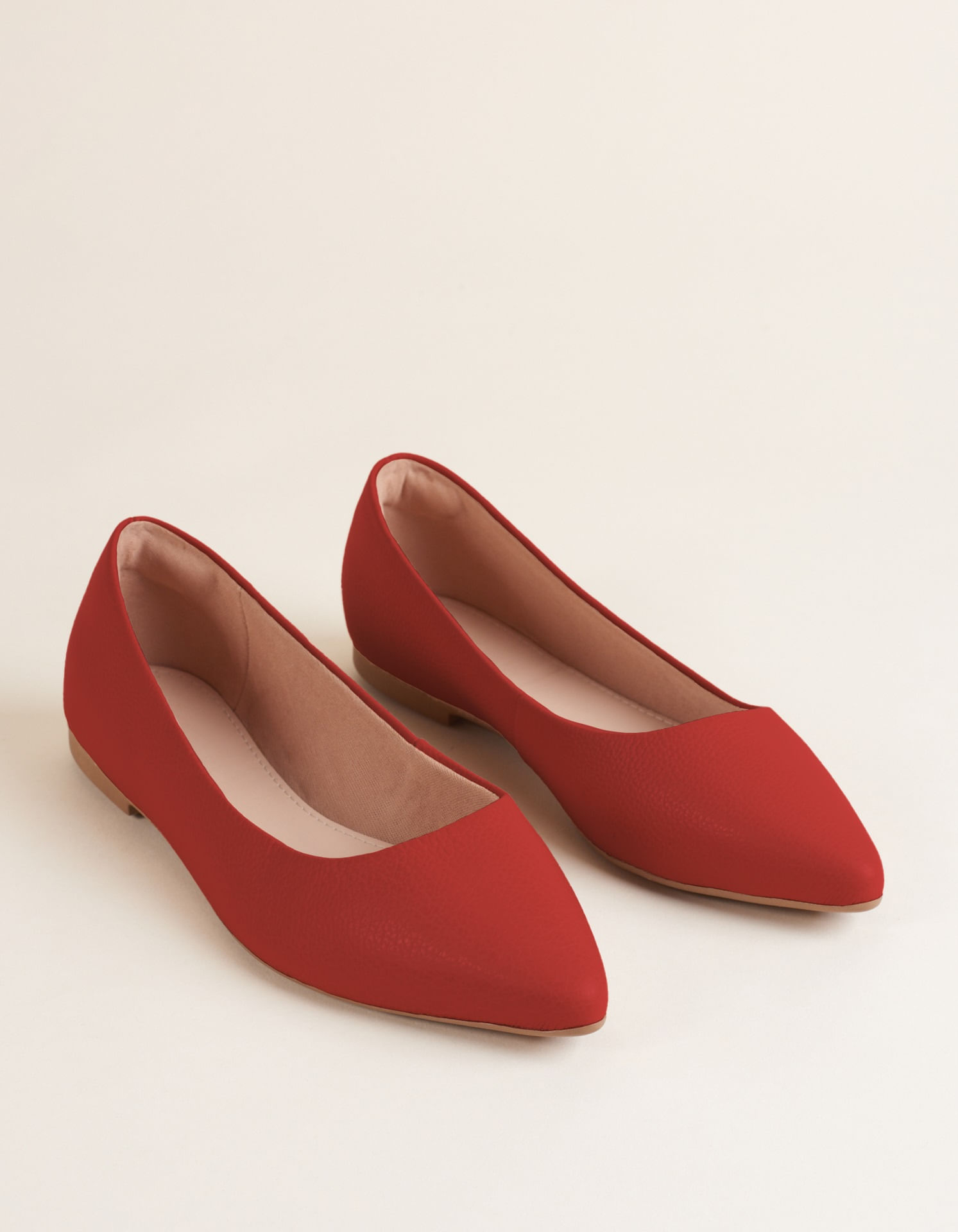 Sapatilha Couro Bico Fino Via Mia - Vermelho