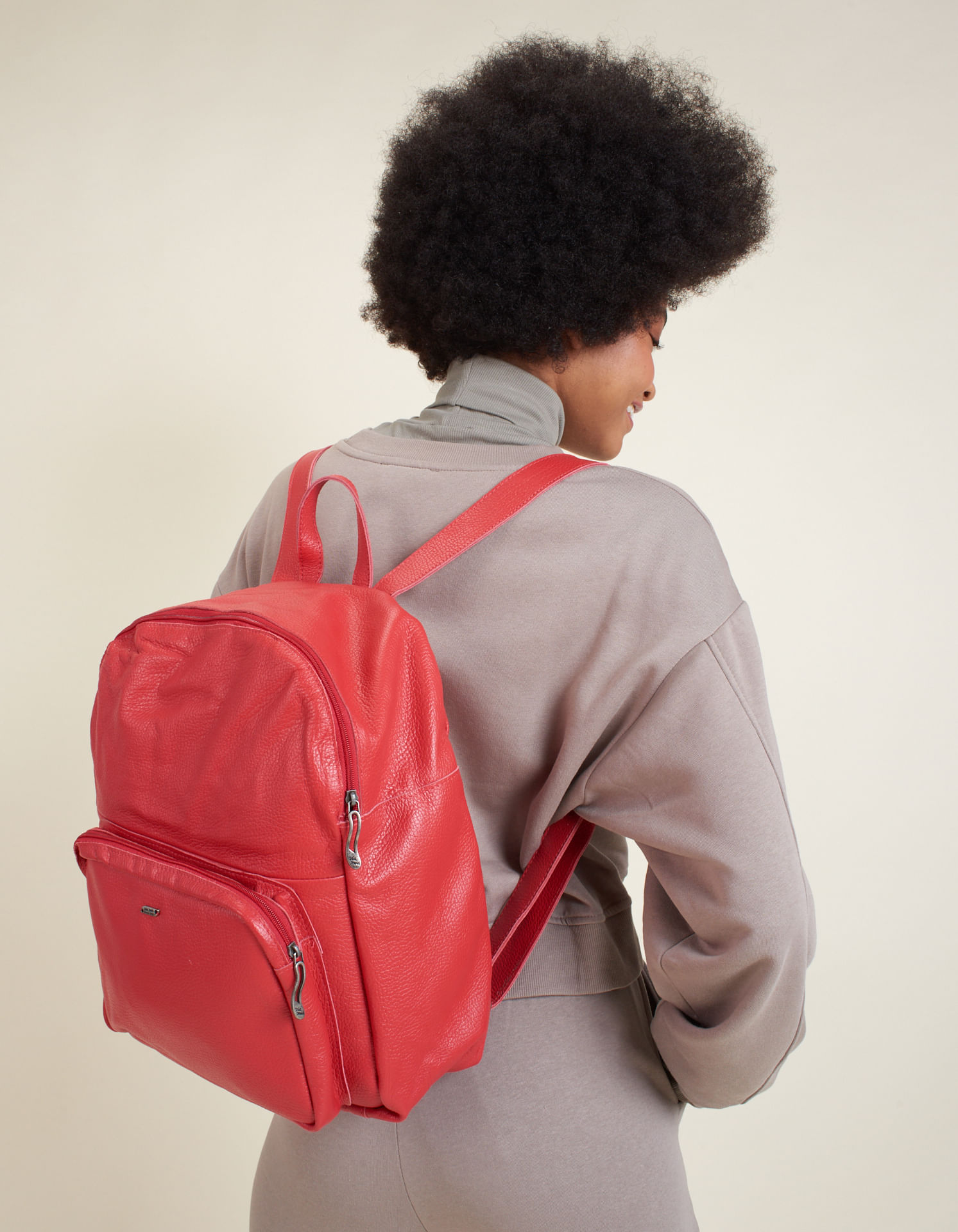 Mochila Couro Via Mia - Vermelho