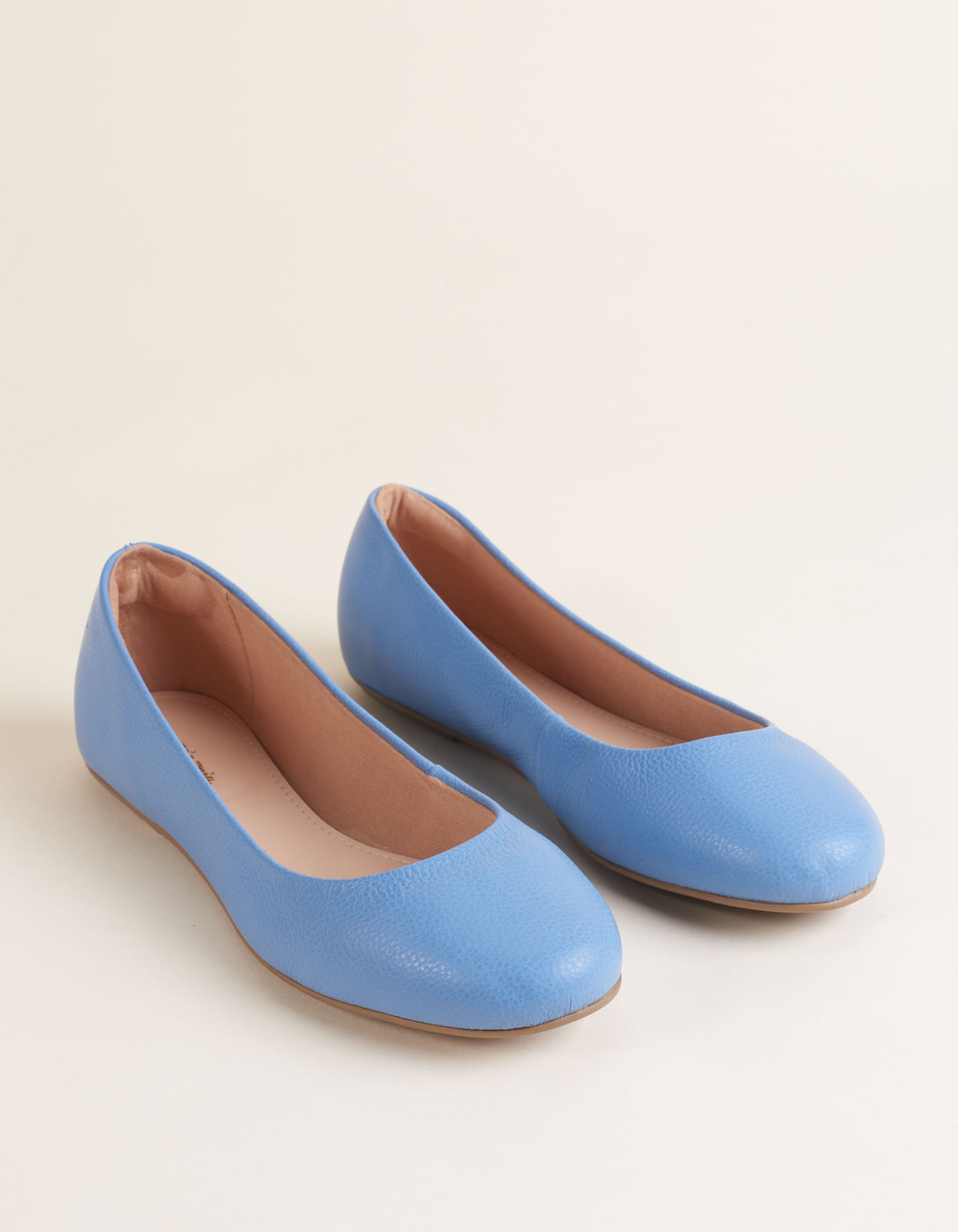 Sapatilha Couro Bico Redondo Via Mia - Jeans