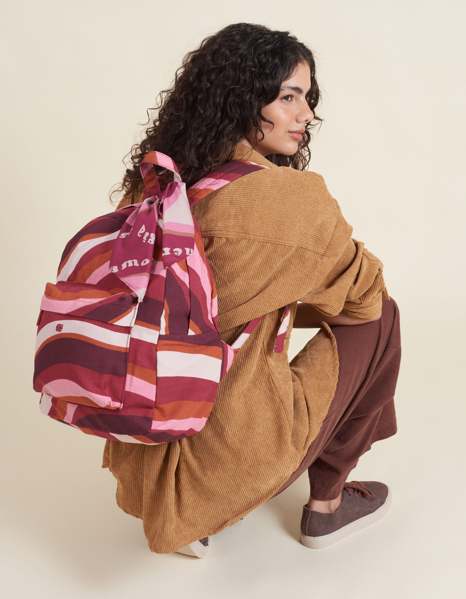 Mochila Estampa Ondas - Bordo