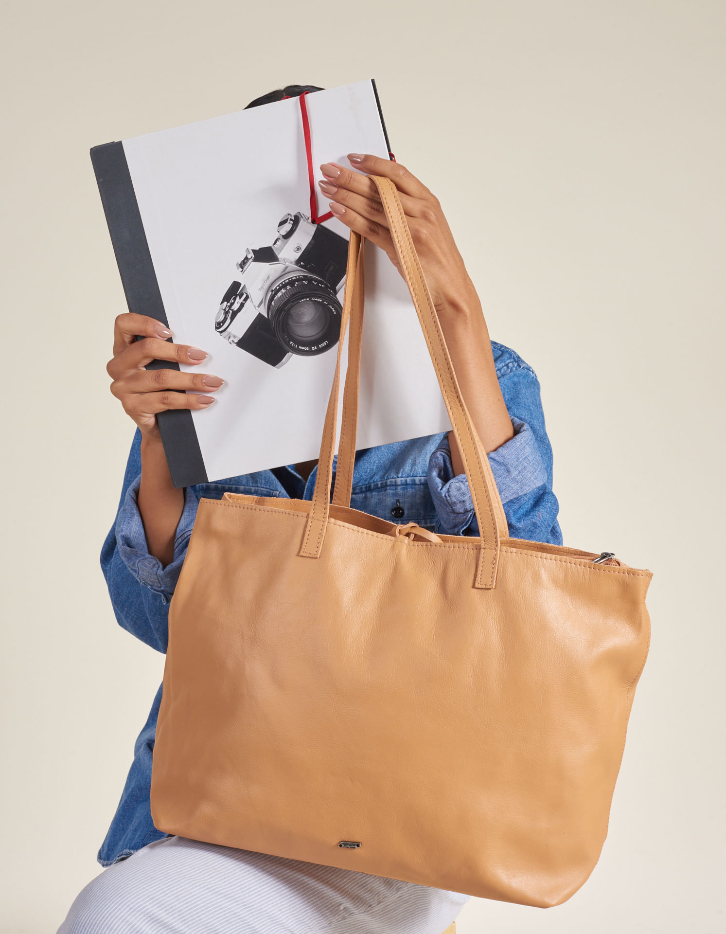 Bolsa Grande Couro Retangular - Caramelo