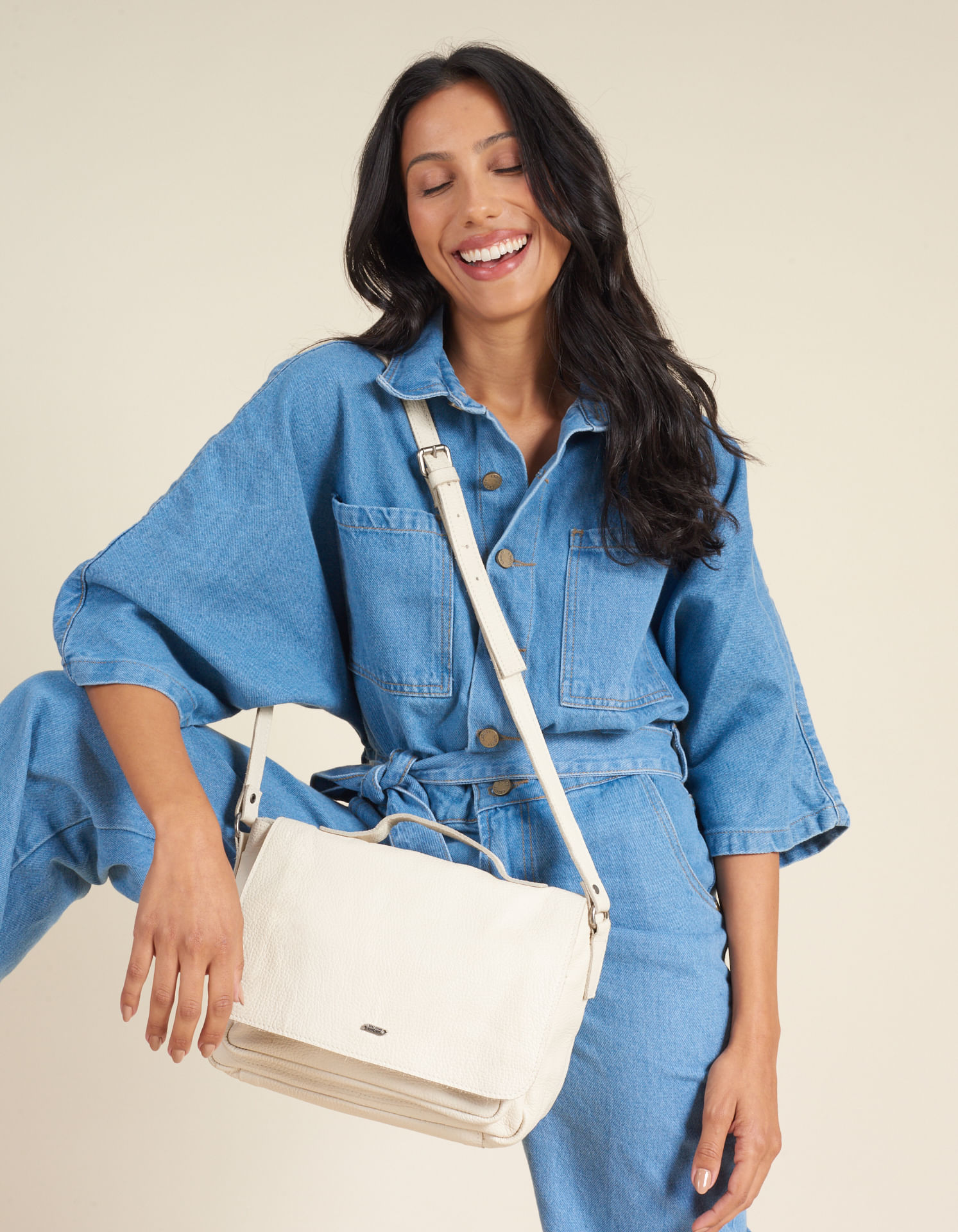 Bolsa Média Tampa Via Mia - Off White
