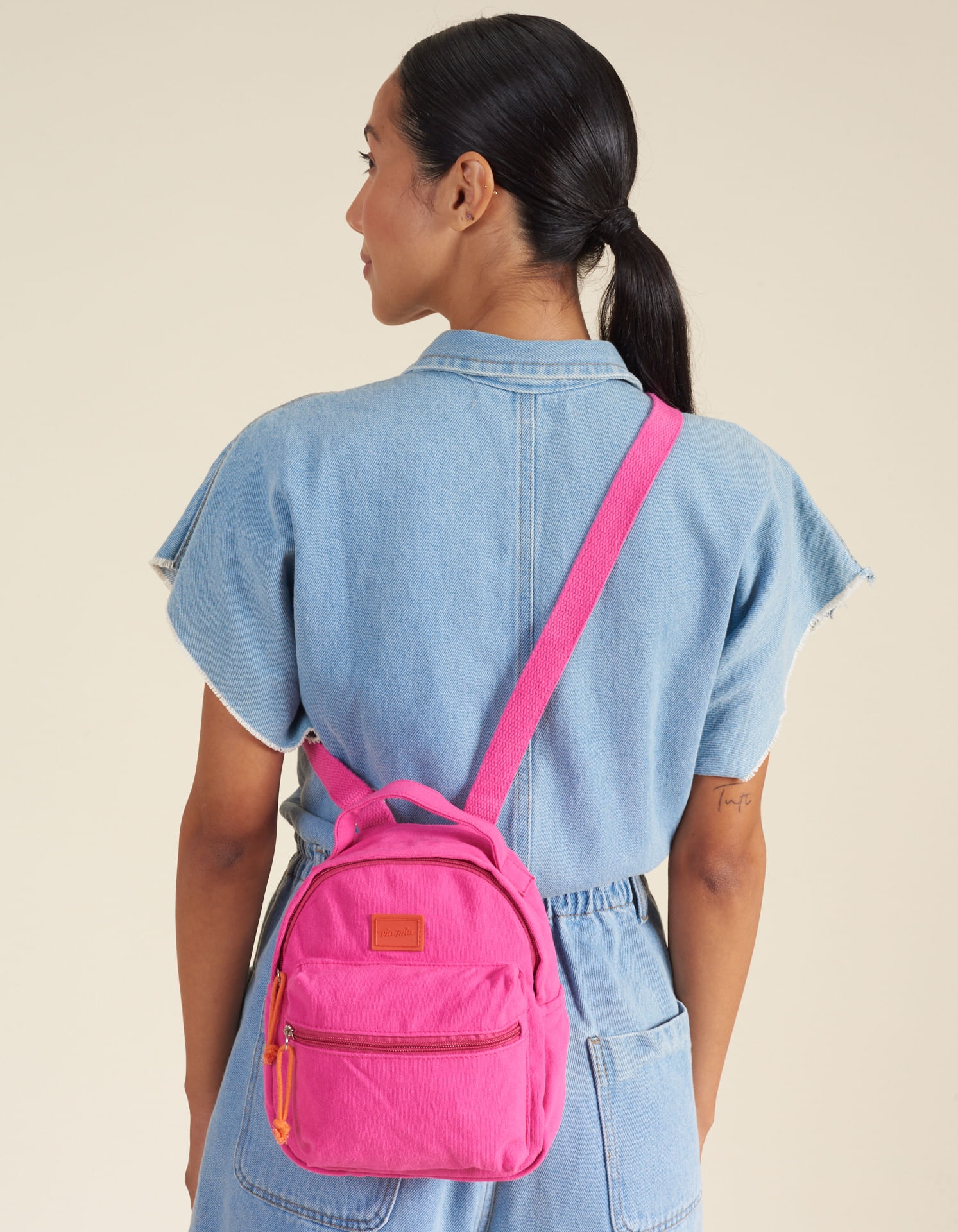 Bolsa Tecido Mini Bicolor - Pink