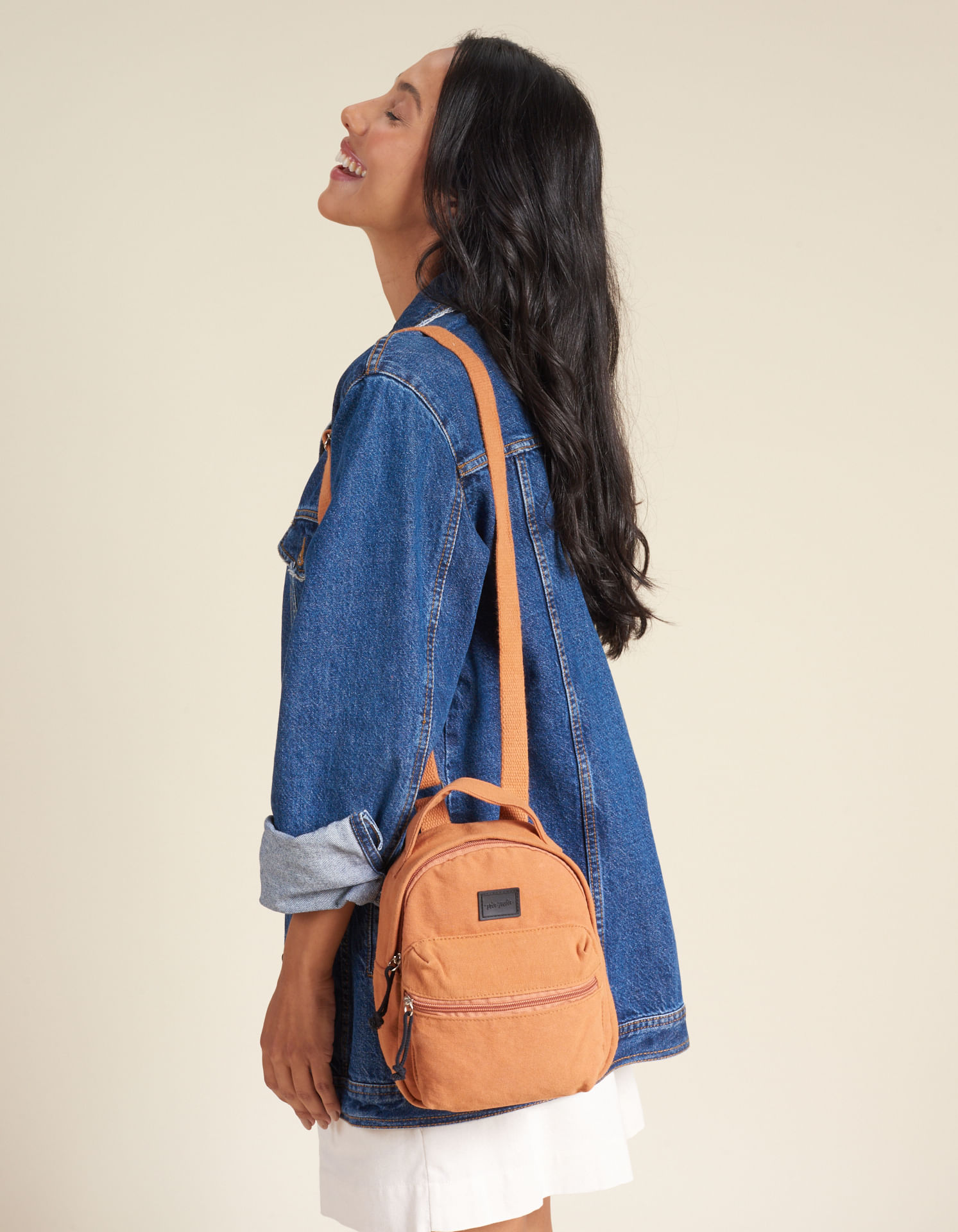 Bolsa Tecido Mini Bicolor - Caramelo