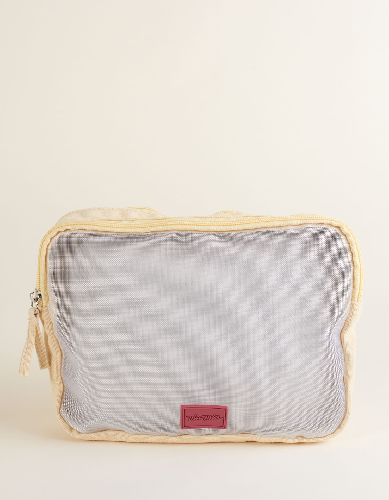 Necessaire Tela com Zíper - Creme