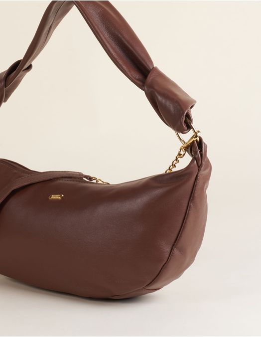 Bolsa Meia Lua Couro Alça Dupla - viamia