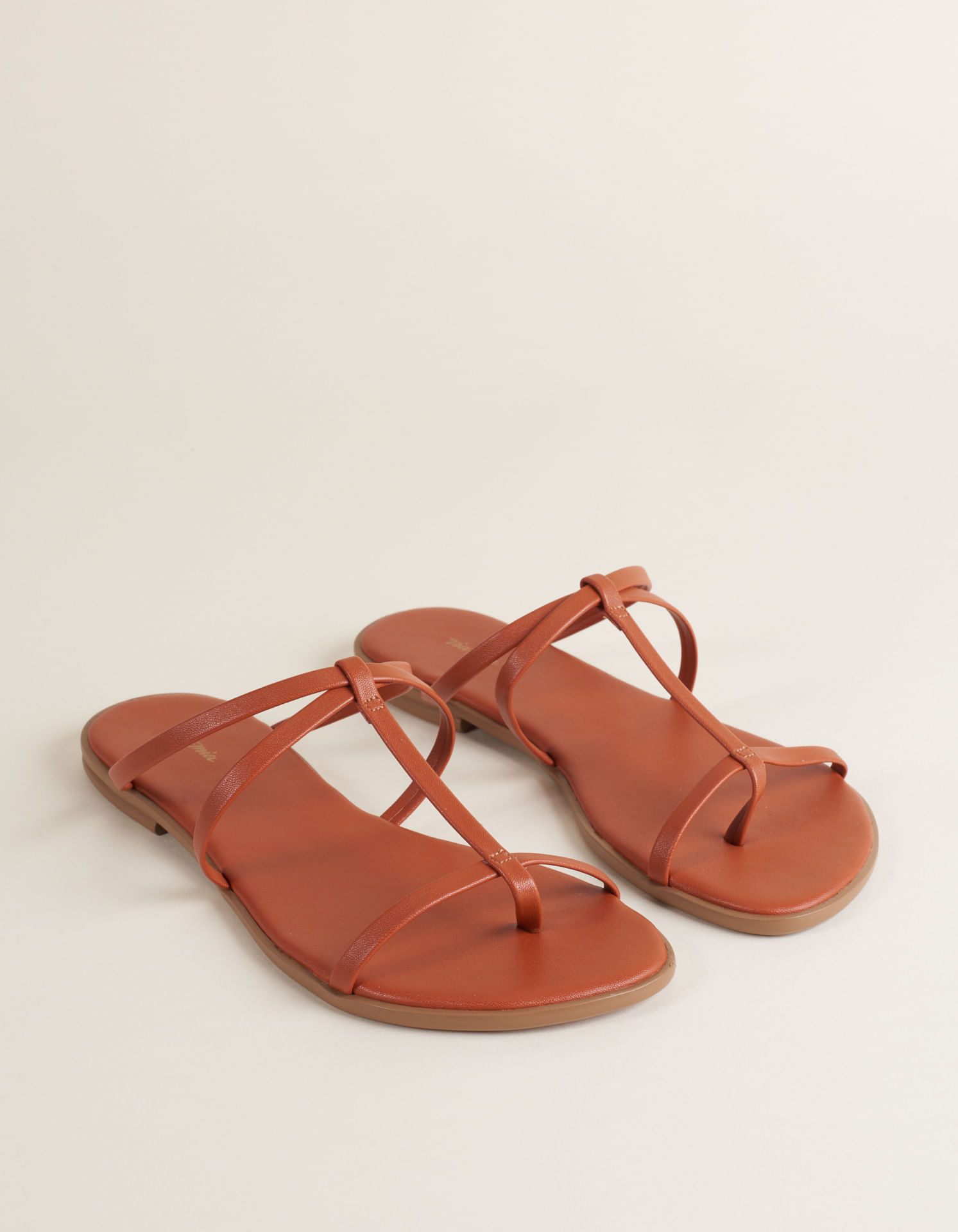 Rasteira Soft Tiras Finas Cruzadas - Camel