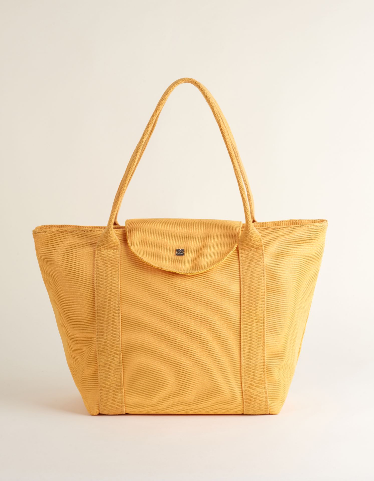 Bolsa Tecido Com Tampa Central - Amarelo