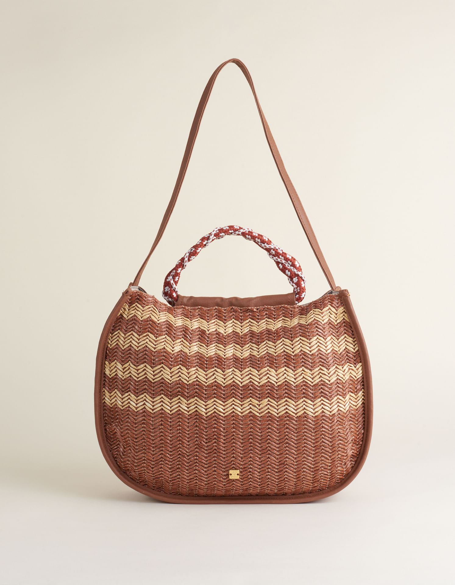 Bolsa Palha Bicolor - Camel