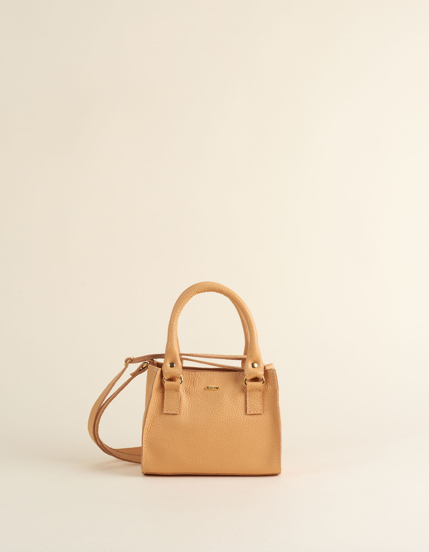 Bolsa Pequena Couro Estruturada - Caramelo