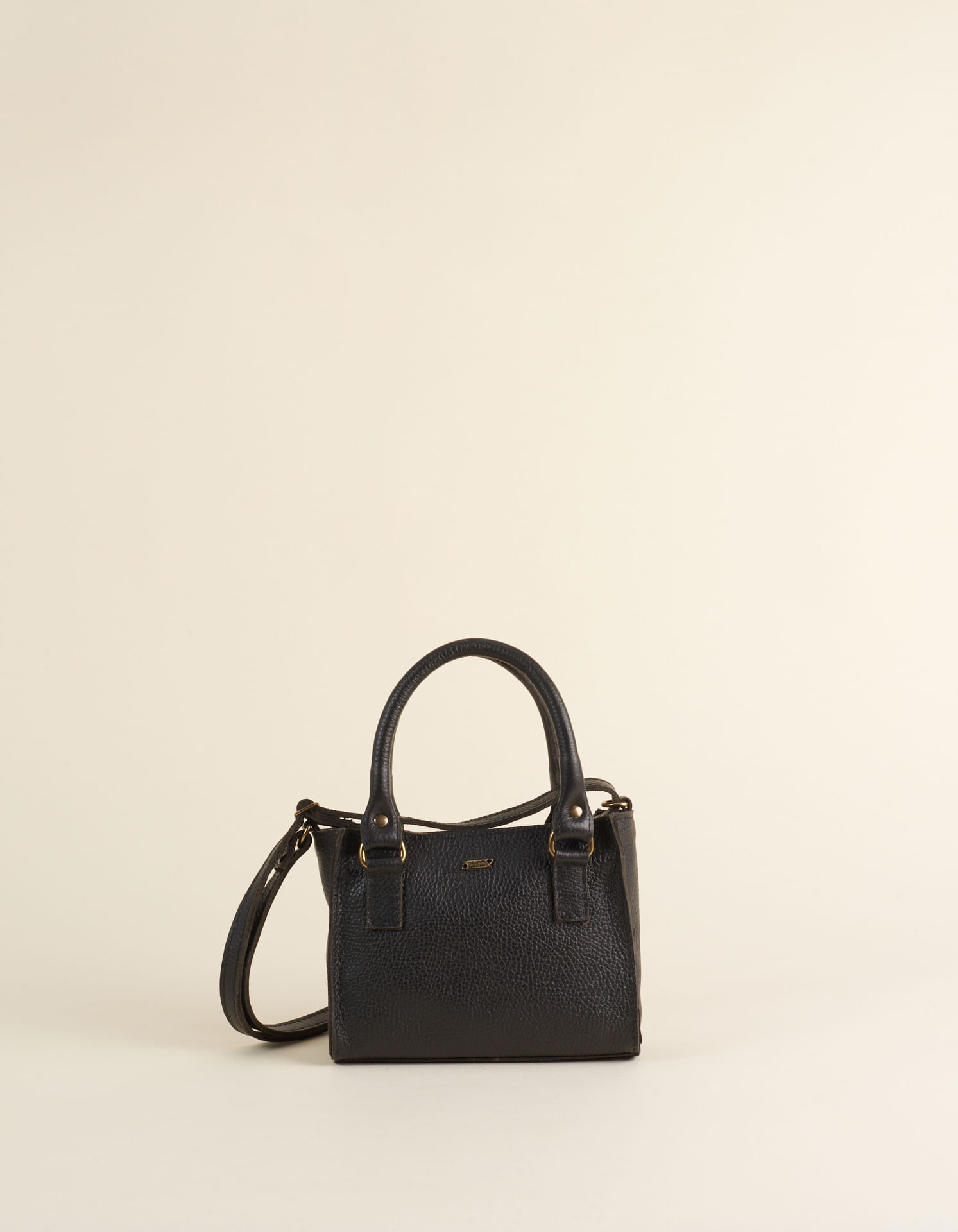 Bolsa Pequena Couro Estruturada - Preto