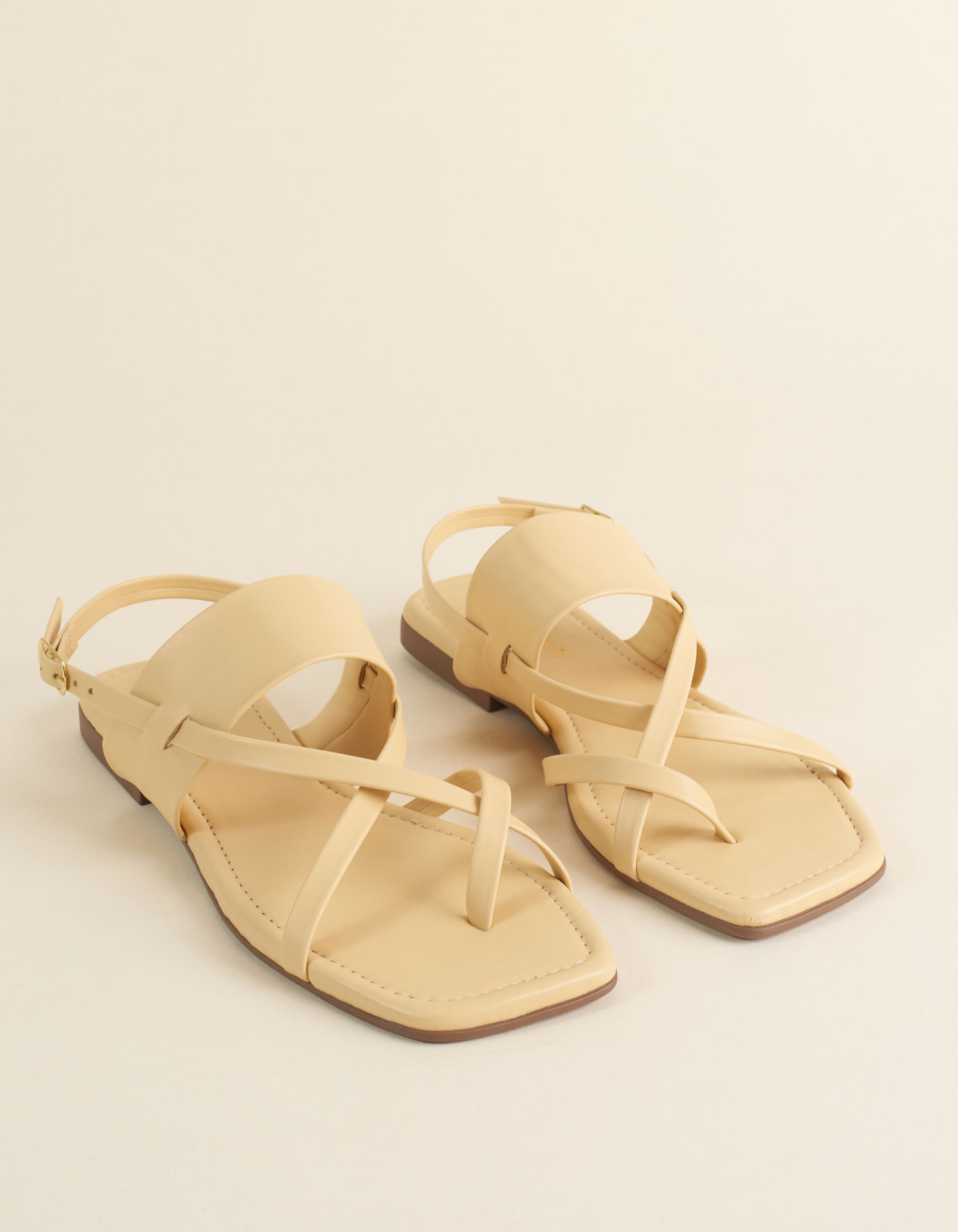 Rasteira Soft Tiras Finas Cruzadas - Creme