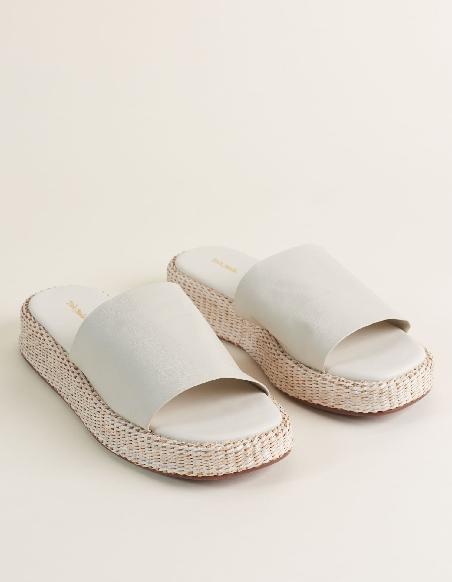 Plataforma Couro Tira única - Off White
