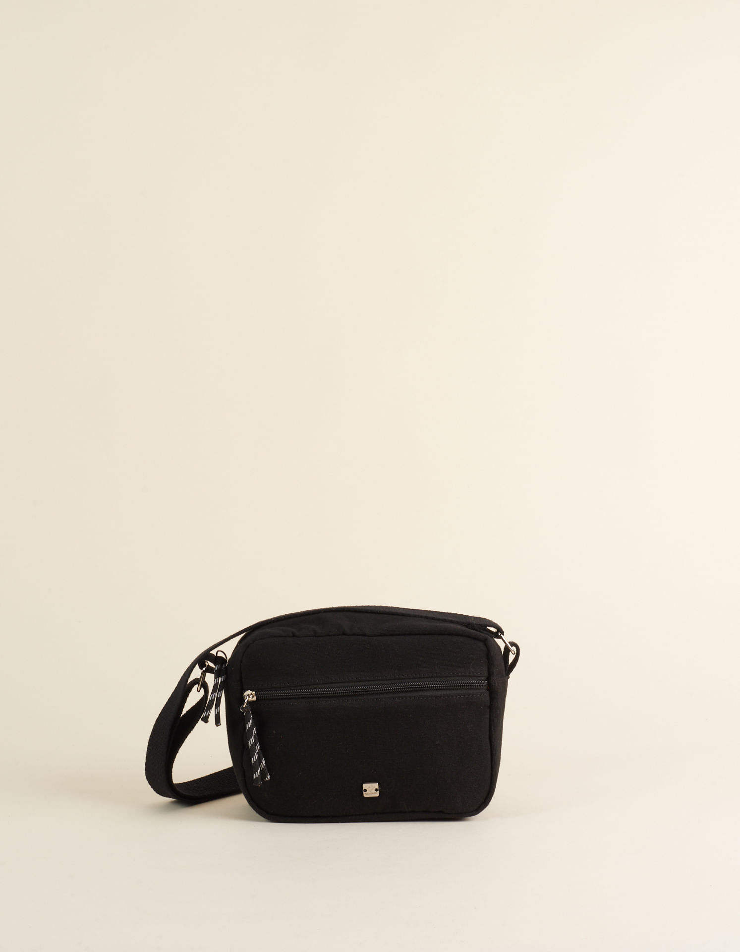 Bolsa De Tecido Com Bolso Frontal - Preto