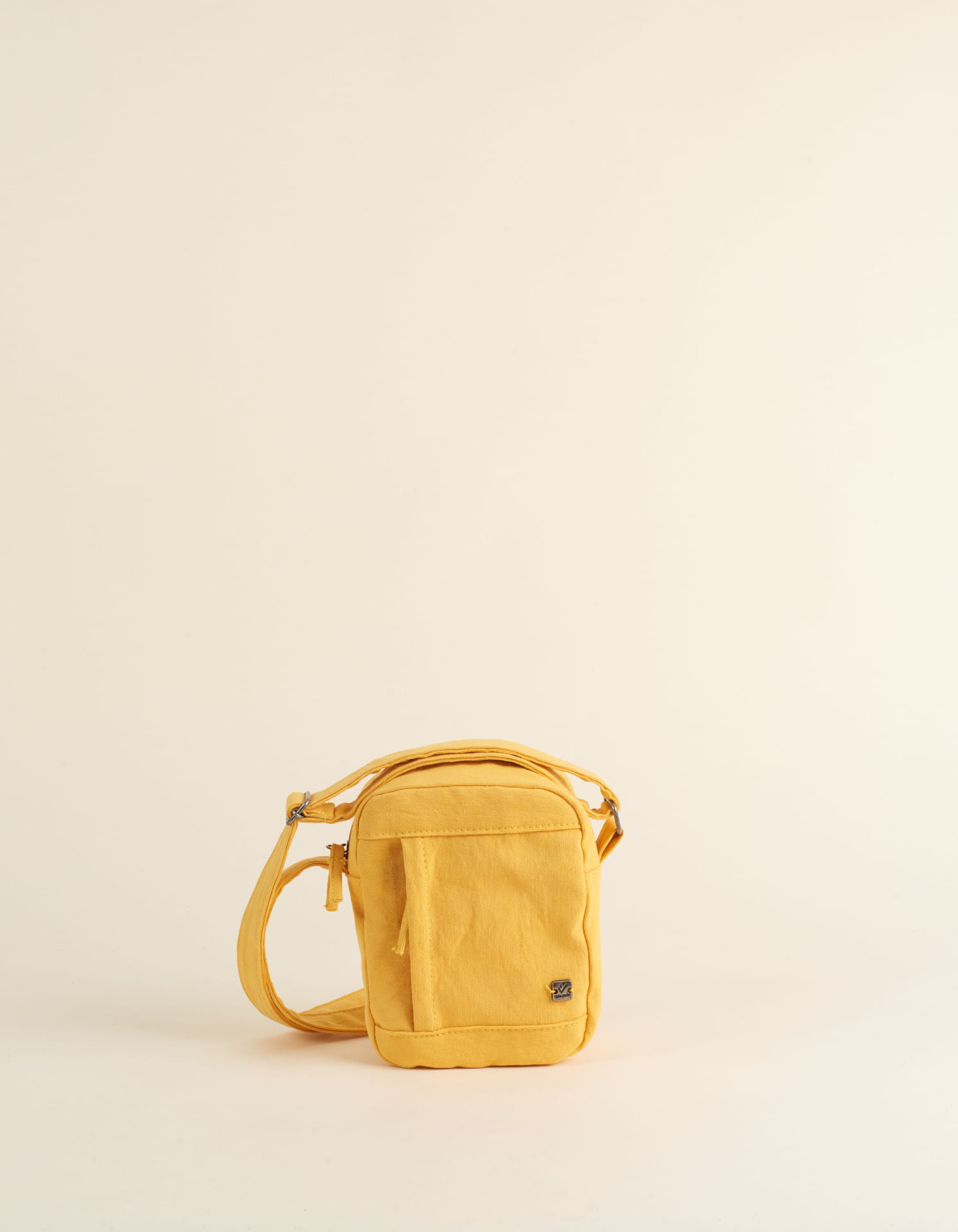 Bolsa Tecido Com Bolso Vertical - Amarelo