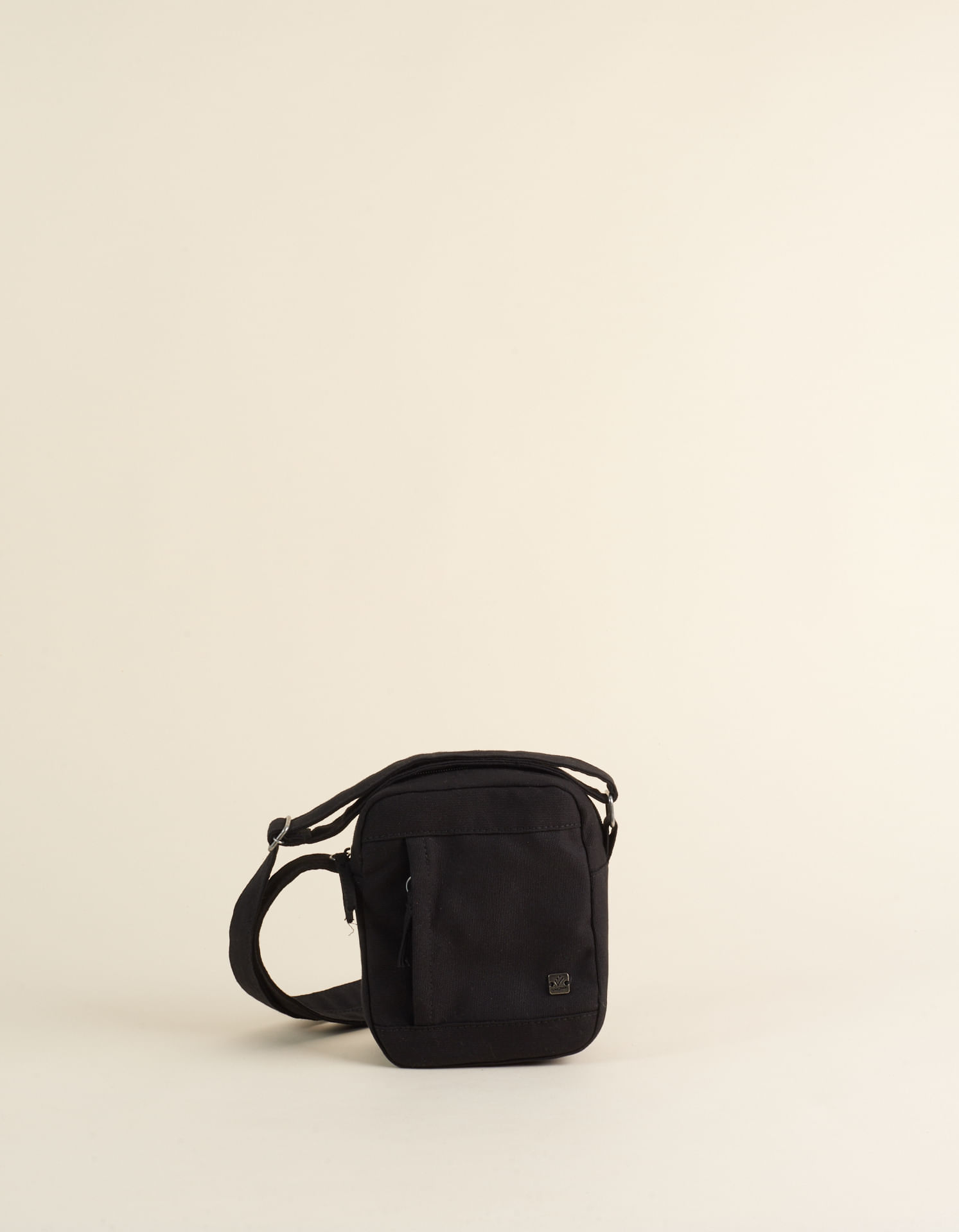 Bolsa Tecido Com Bolso Vertical - Preto