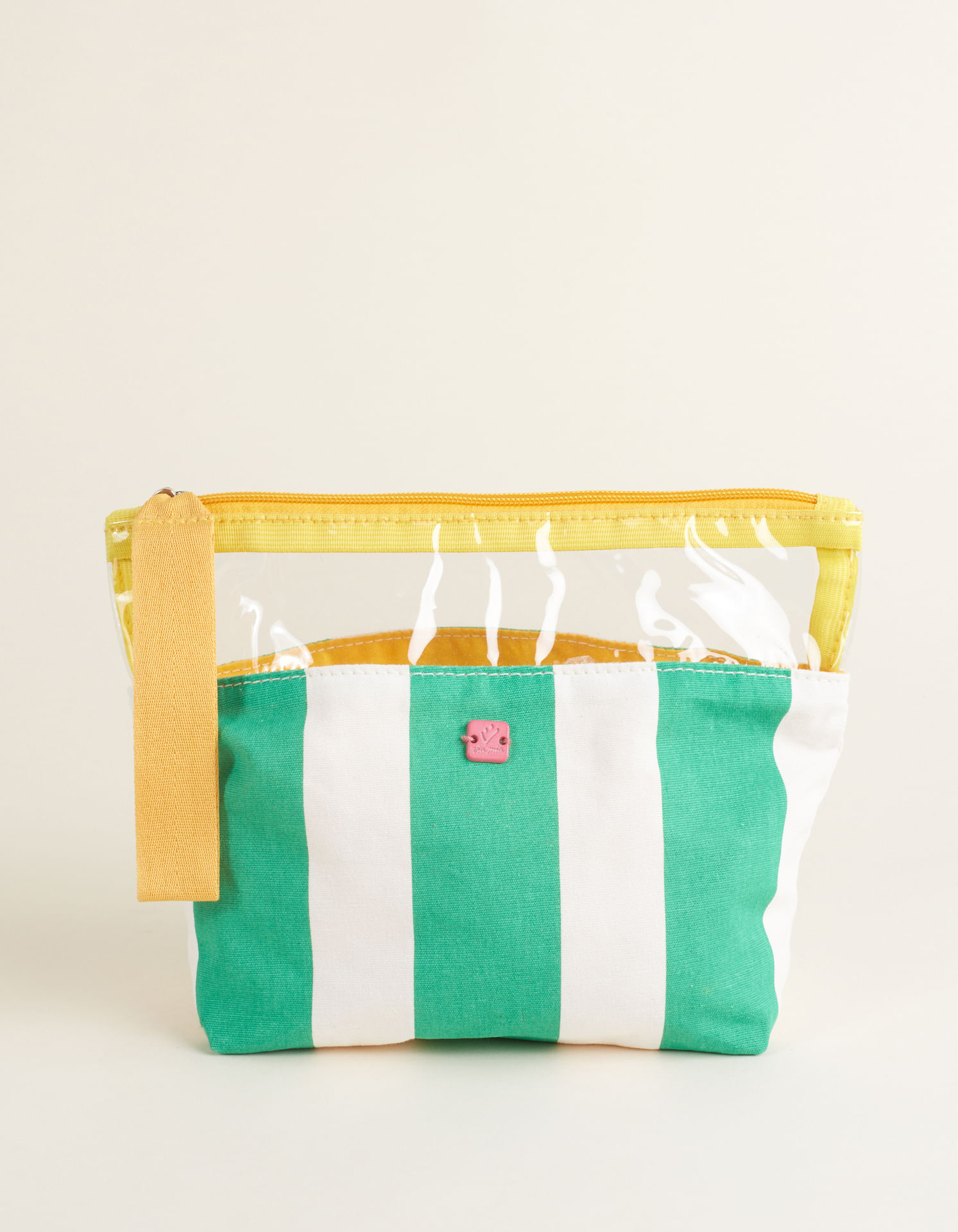 Necessaire Sarja Com Listras Coloridas - Verde