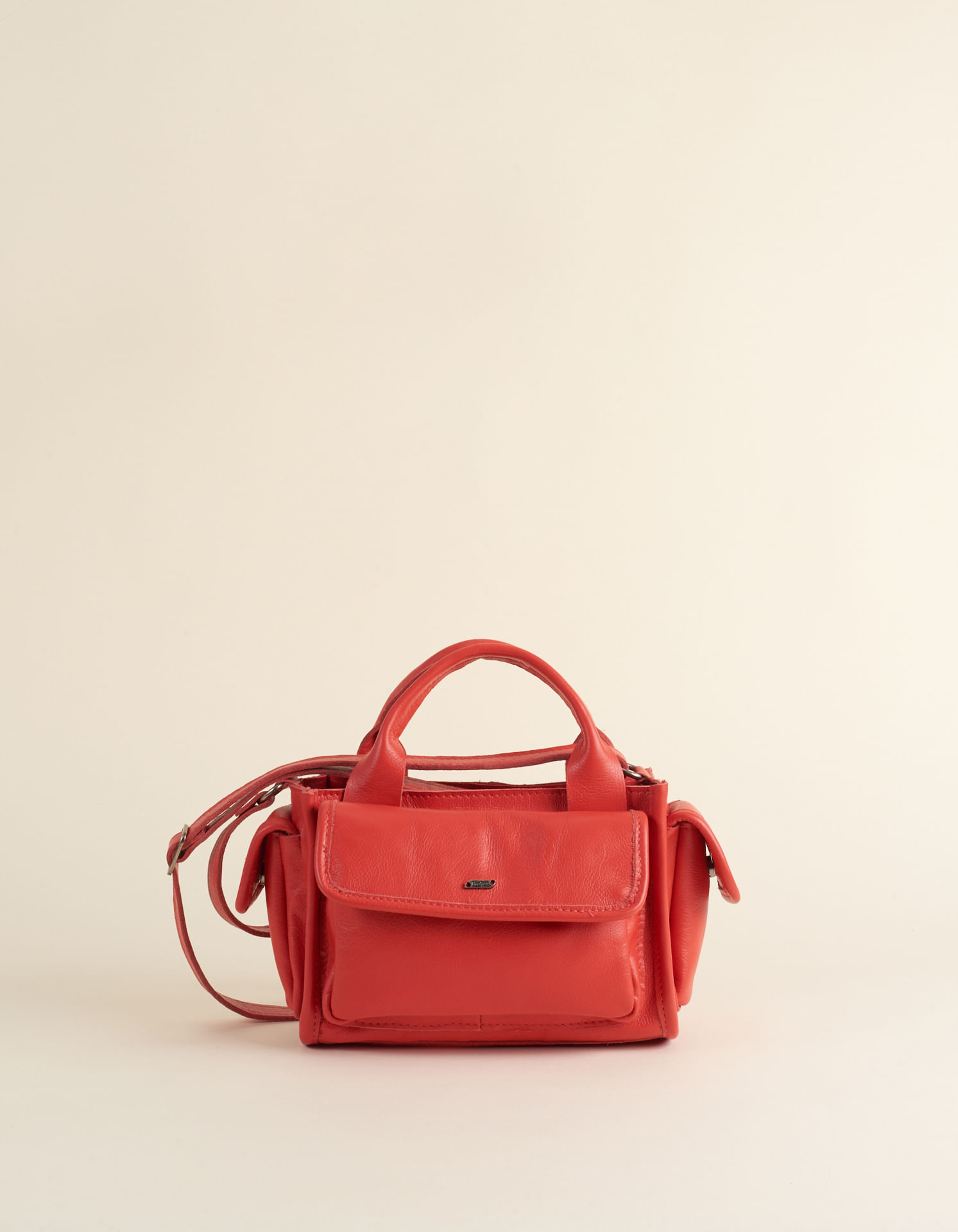 Bolsa Média Couro Com Bolsos - Melancia