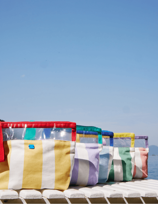 Necessaire Sarja Com Listras Coloridas - Amarelo