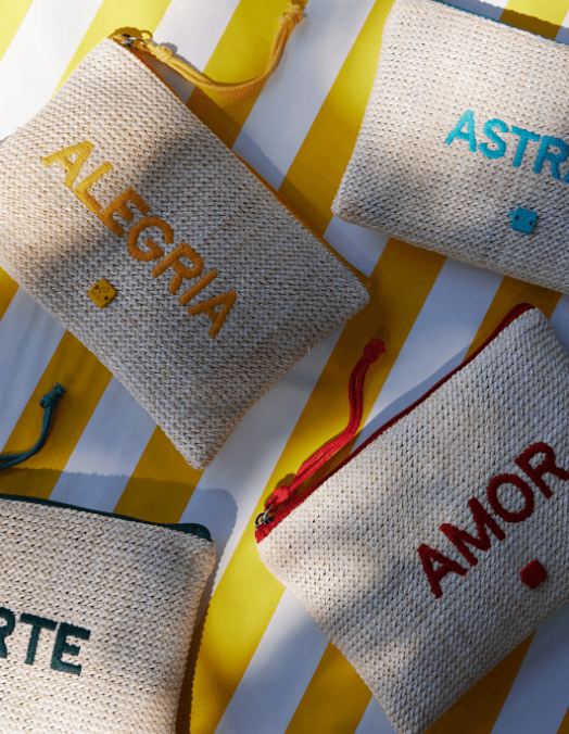 Necessaire Ráfia Desejos De Ano Novo - Amarelo