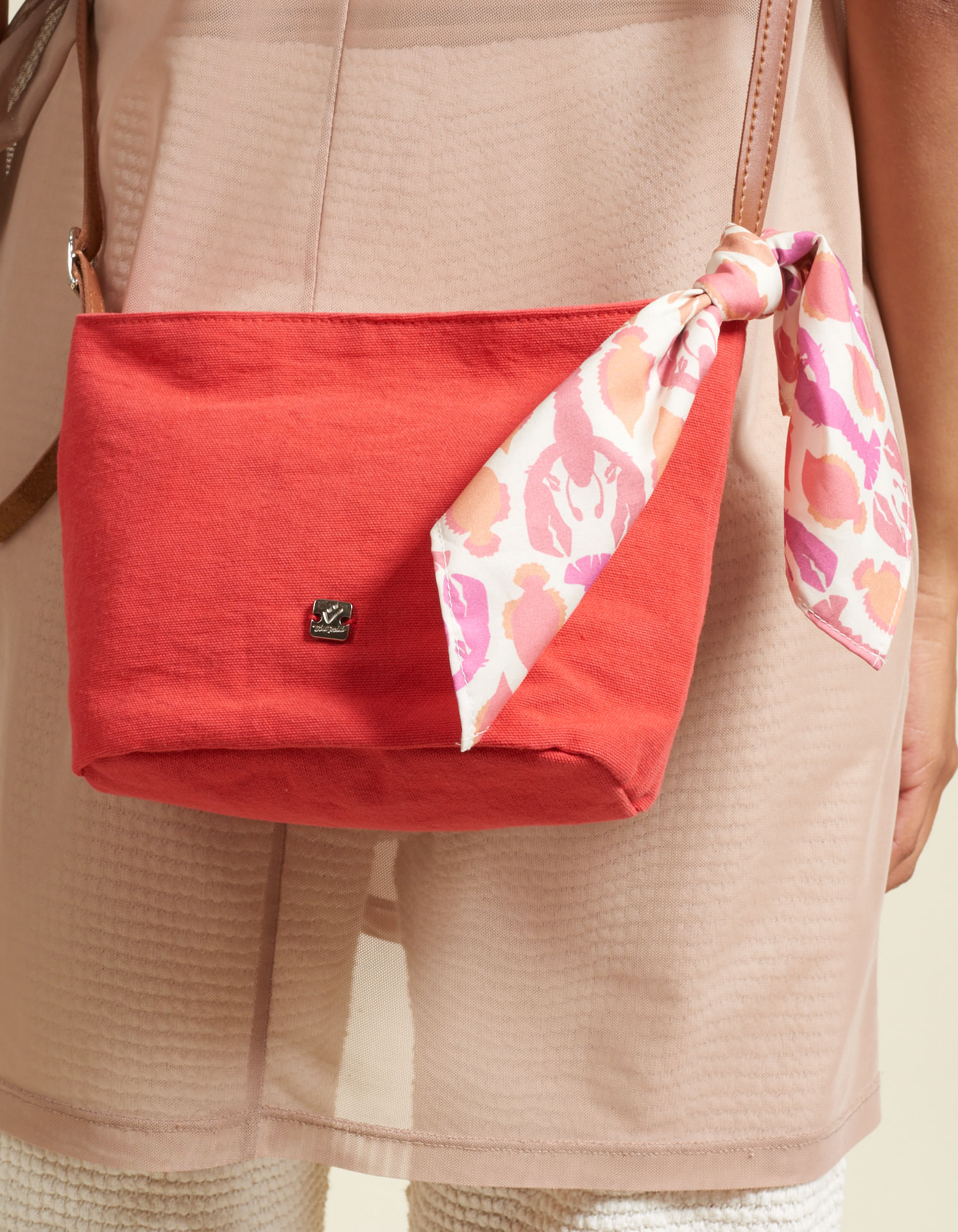 Bolsa Lona Com Lenço Estampa Lagosta - Melancia