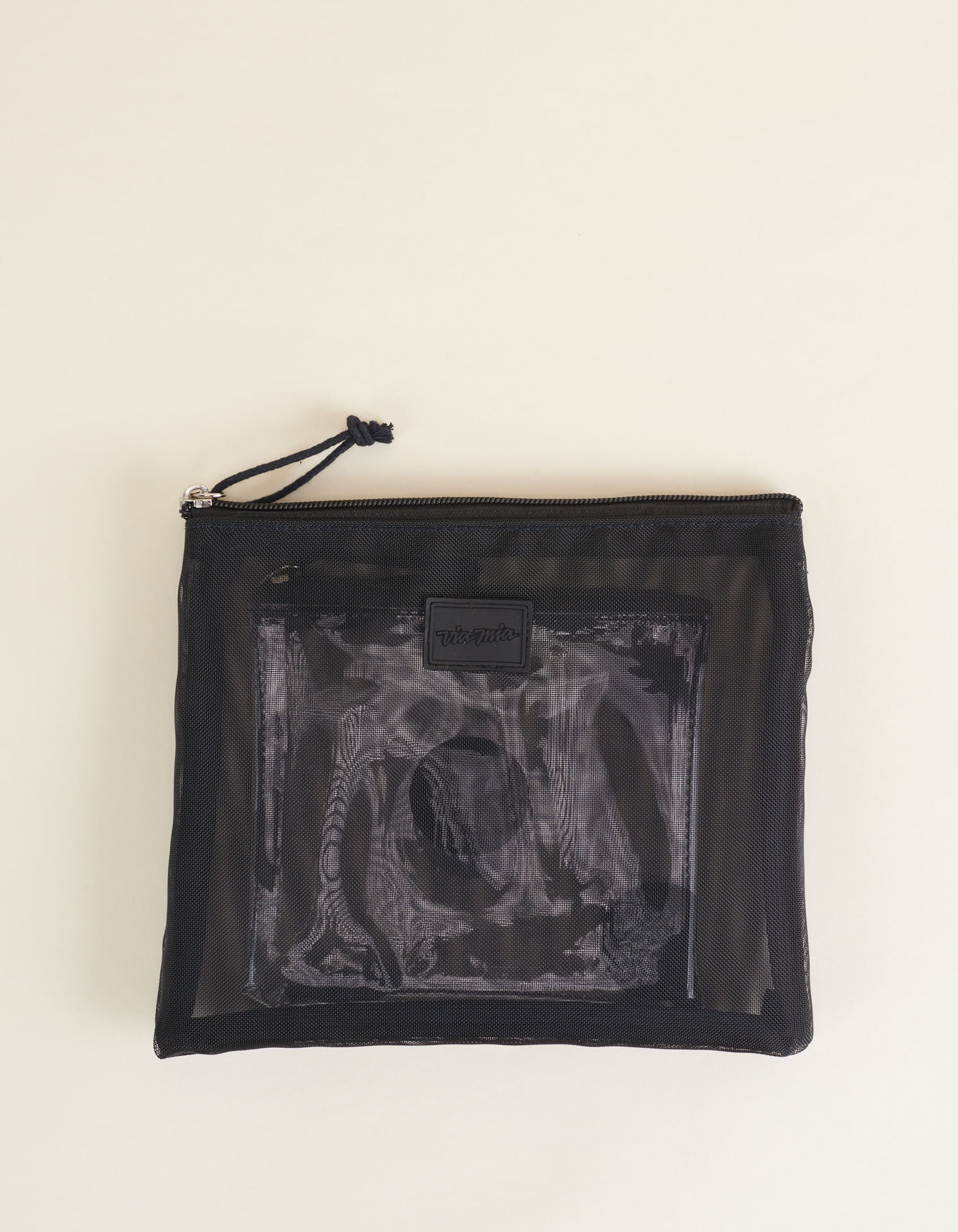 Kit 2 Necessaires Poá Telinha E Pvc - Preto