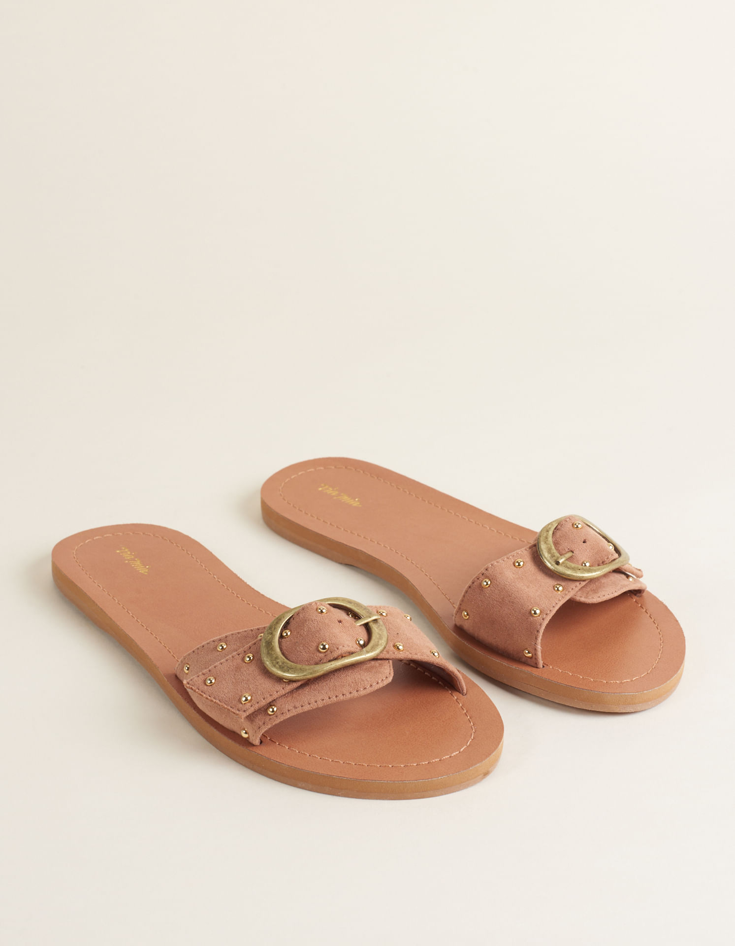 Rasteira Chinelo Em Soft Com Fivela - Caramelo