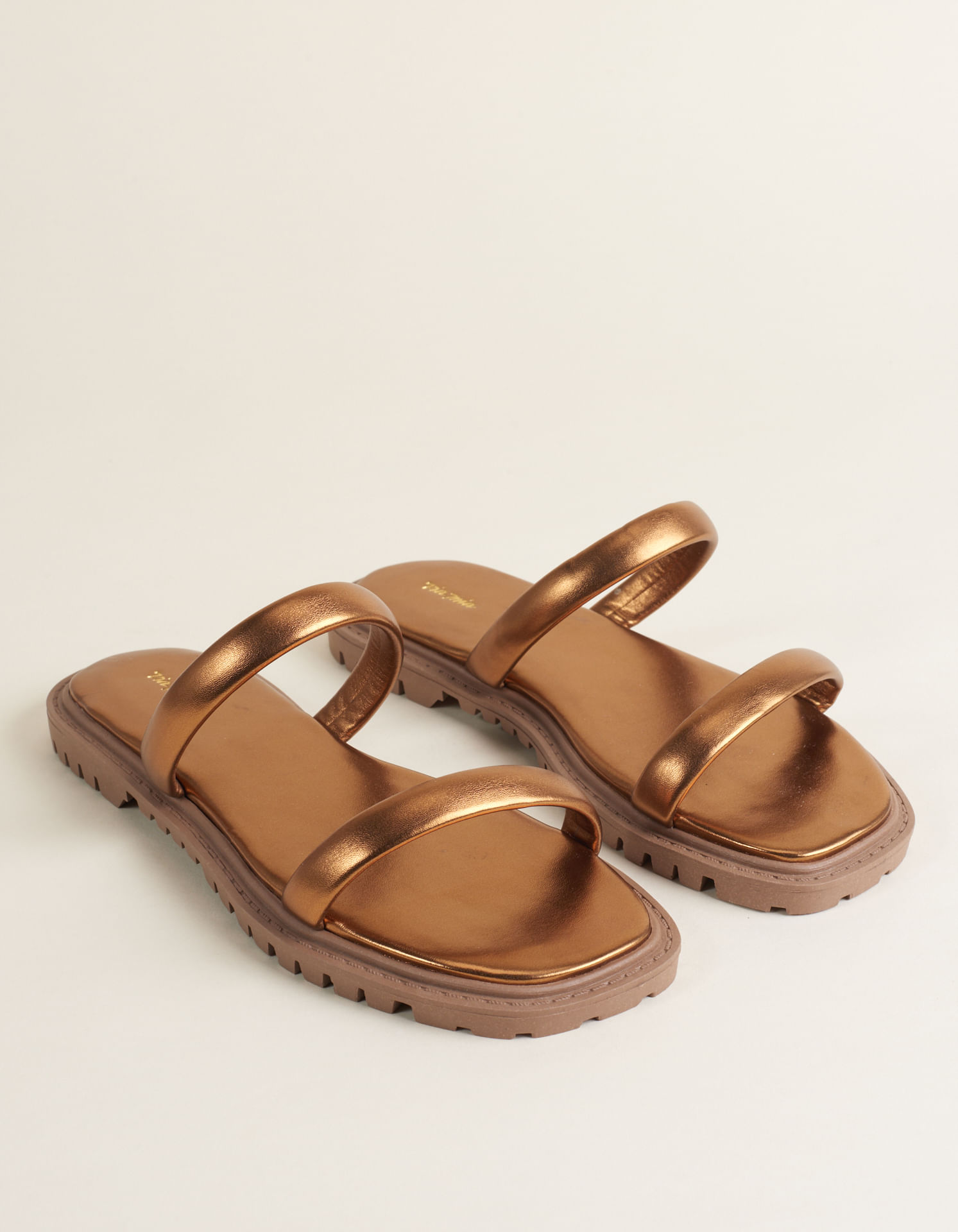 Rasteiras Tiras Metalizada - Bronze