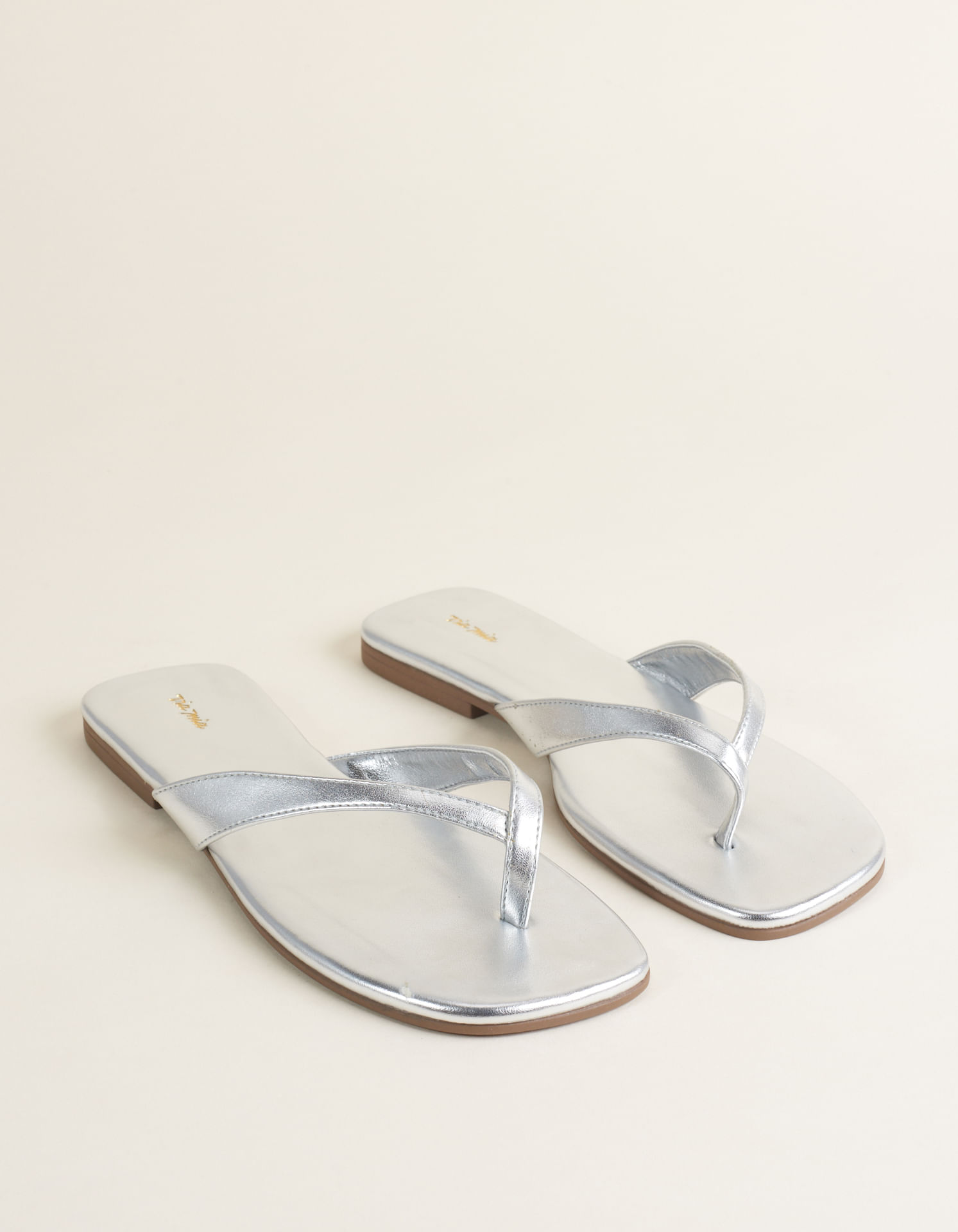 Rasteira Chinelo Metalizada - Prata