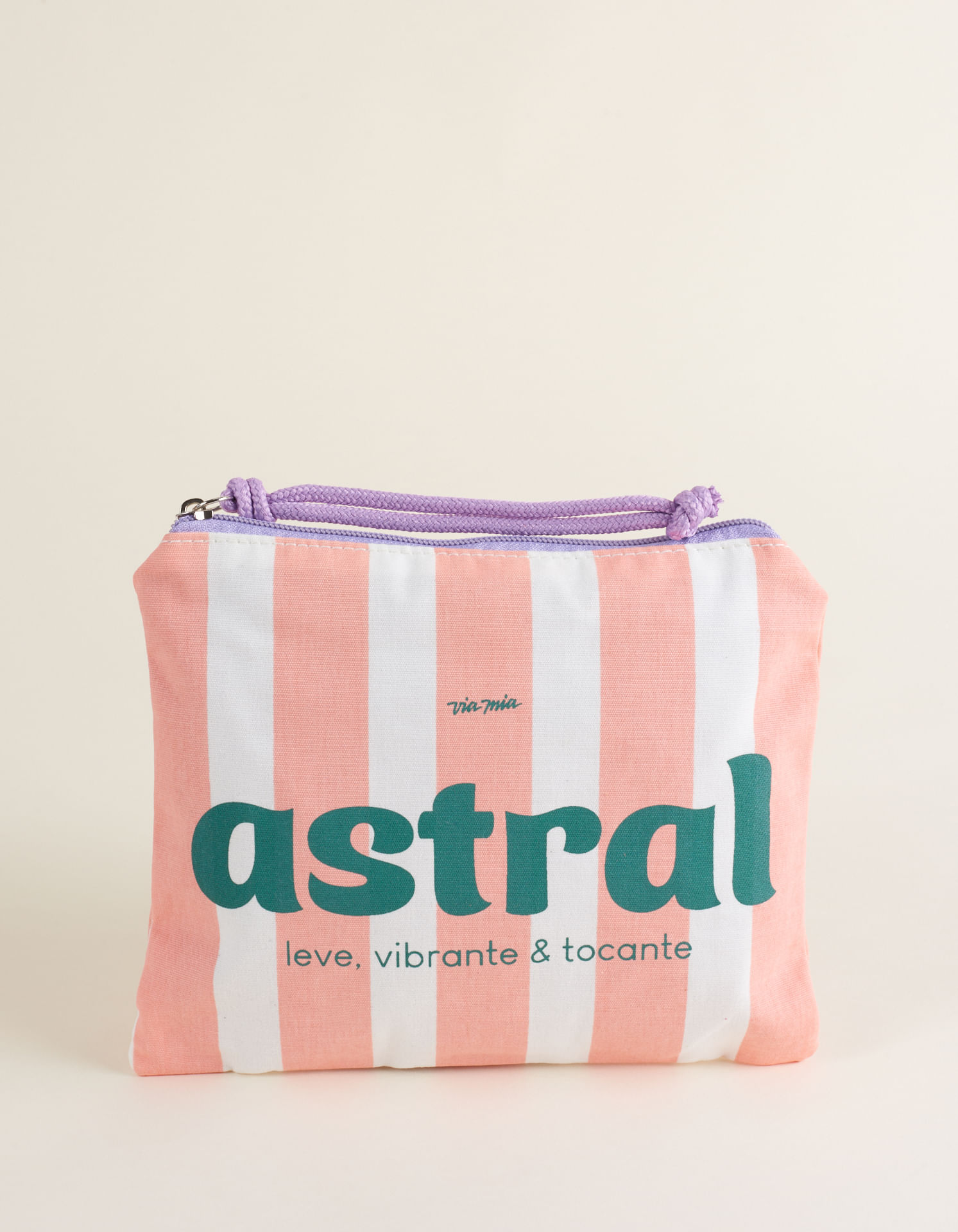 Necessaire Listra Bicolor Frase Via Mia - Coral