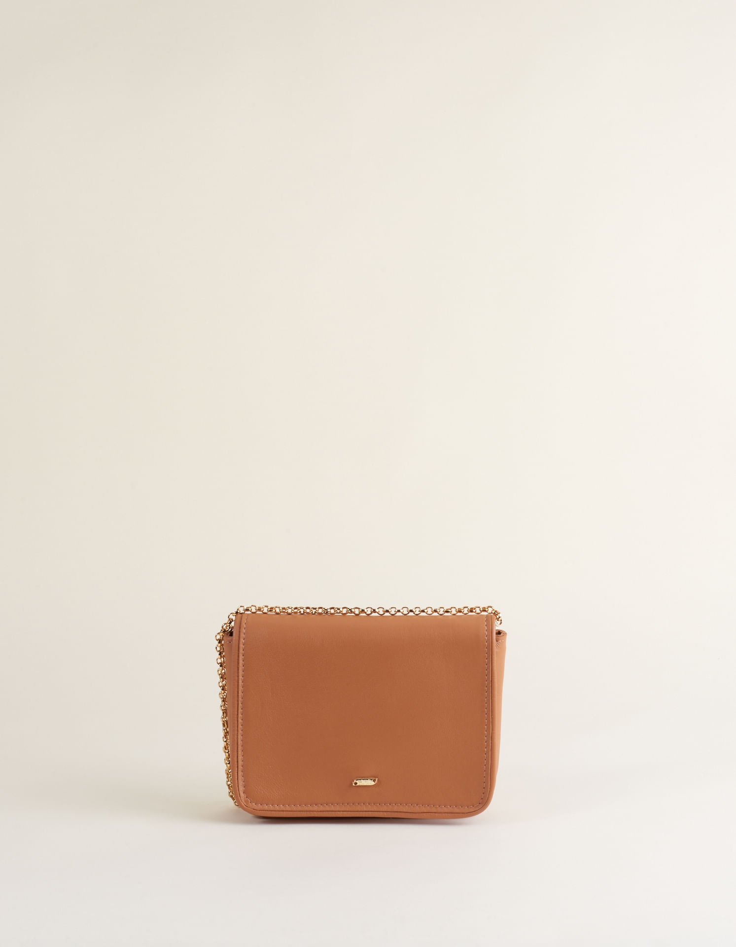 Bolsa Pequena Retangular De Couro - Caramelo