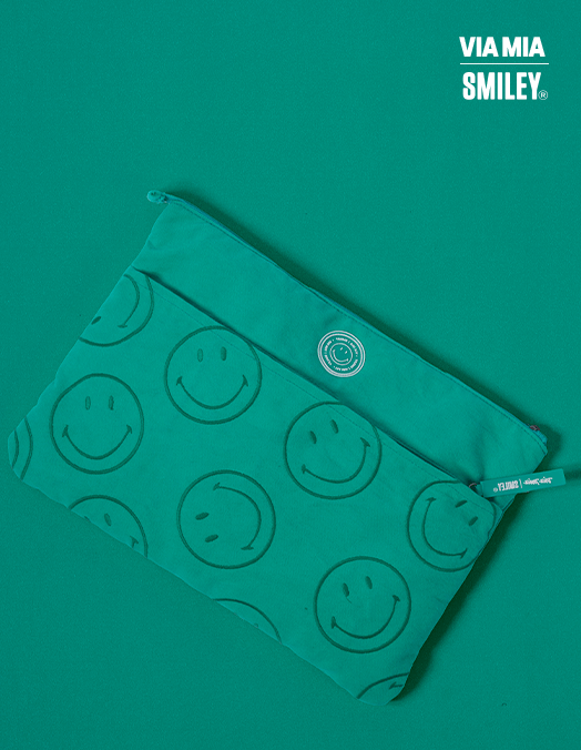 Collab Smiley + Porta Notebook Lona Bordado - Verde