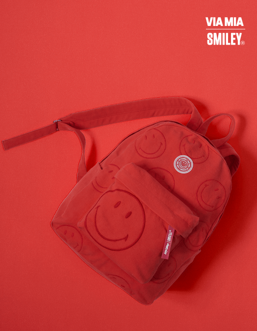 Collab Smiley + Mochila Lona Bordada - Vermelho