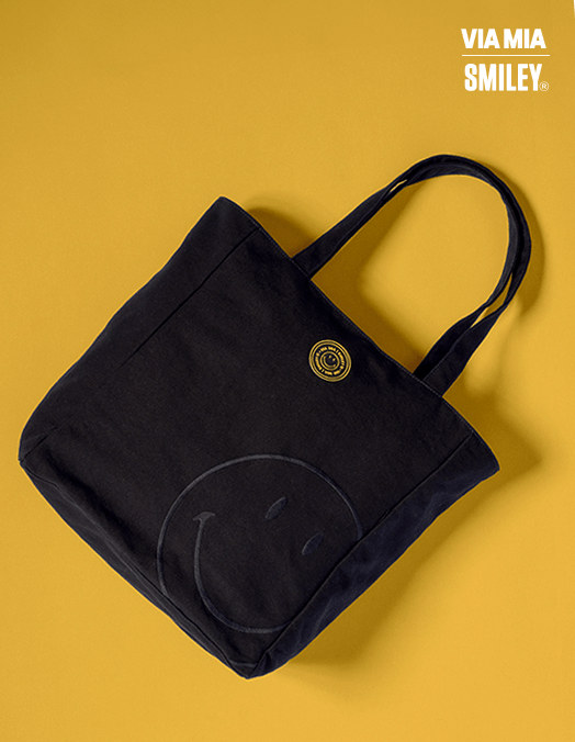 Collab Smiley + Bolsa Lona Bordada - Preto