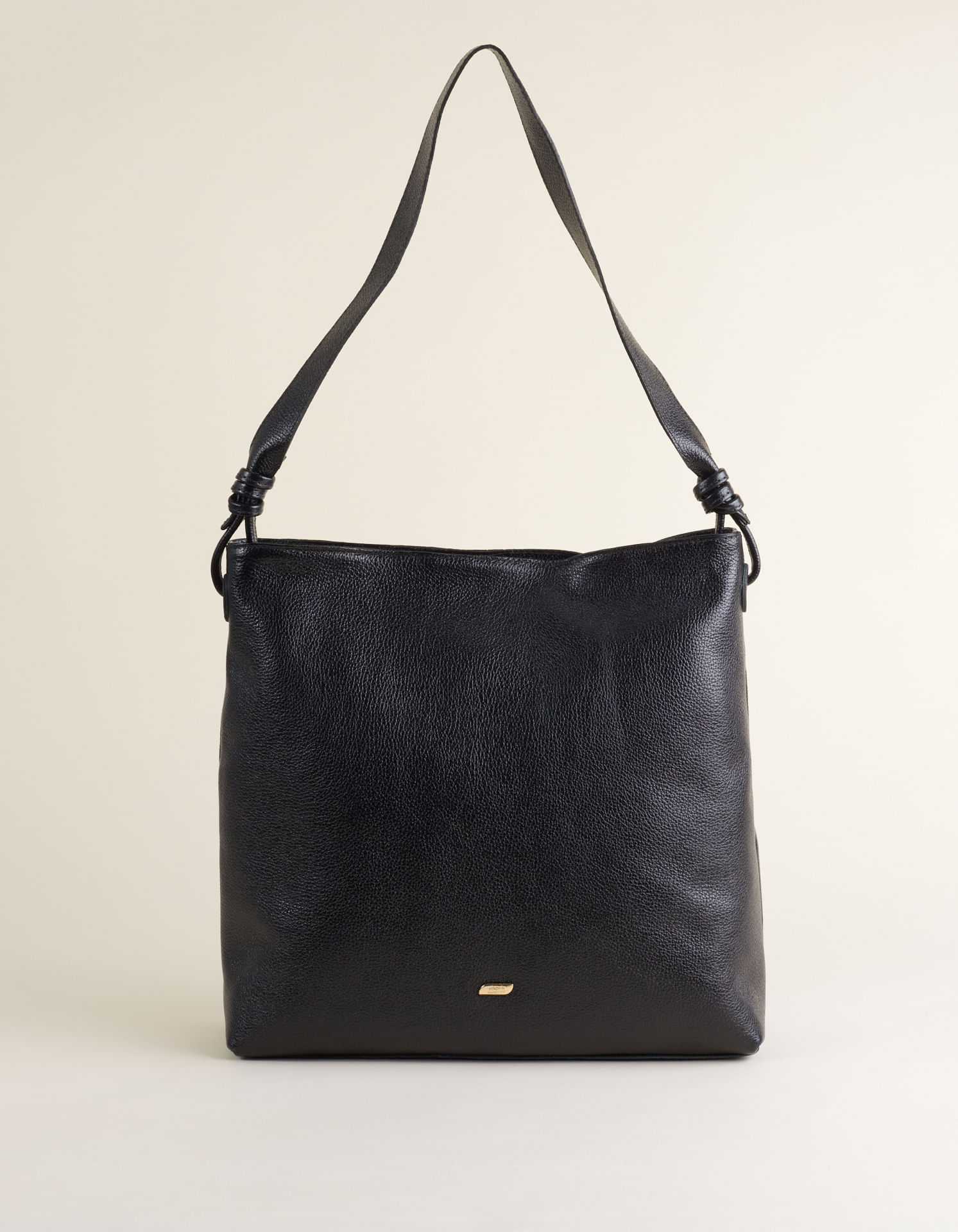 Bolsa Grande Em Couro Macio - Preto