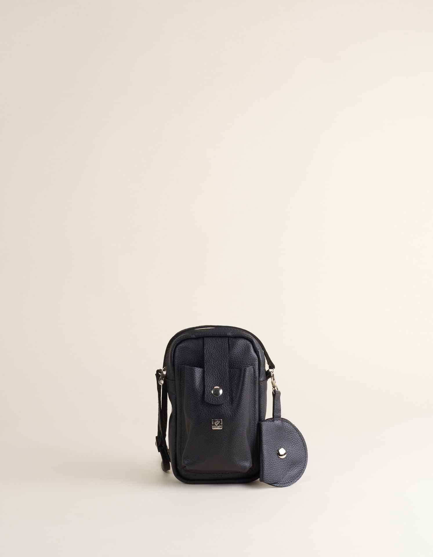 Bolsa Pequena Couro Com Bolso Removível - Preto
