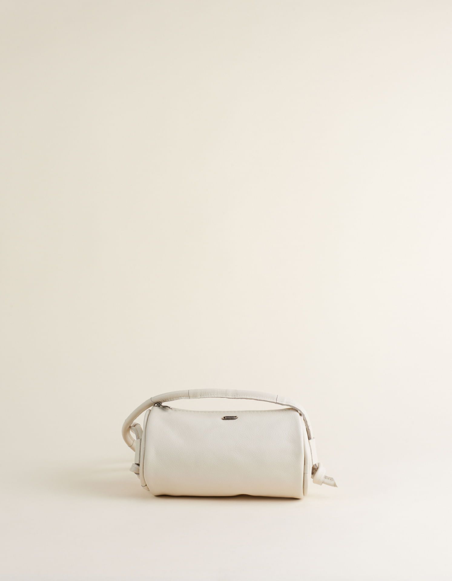 Bolsa Pequena Couro Cilíndrica - Off White