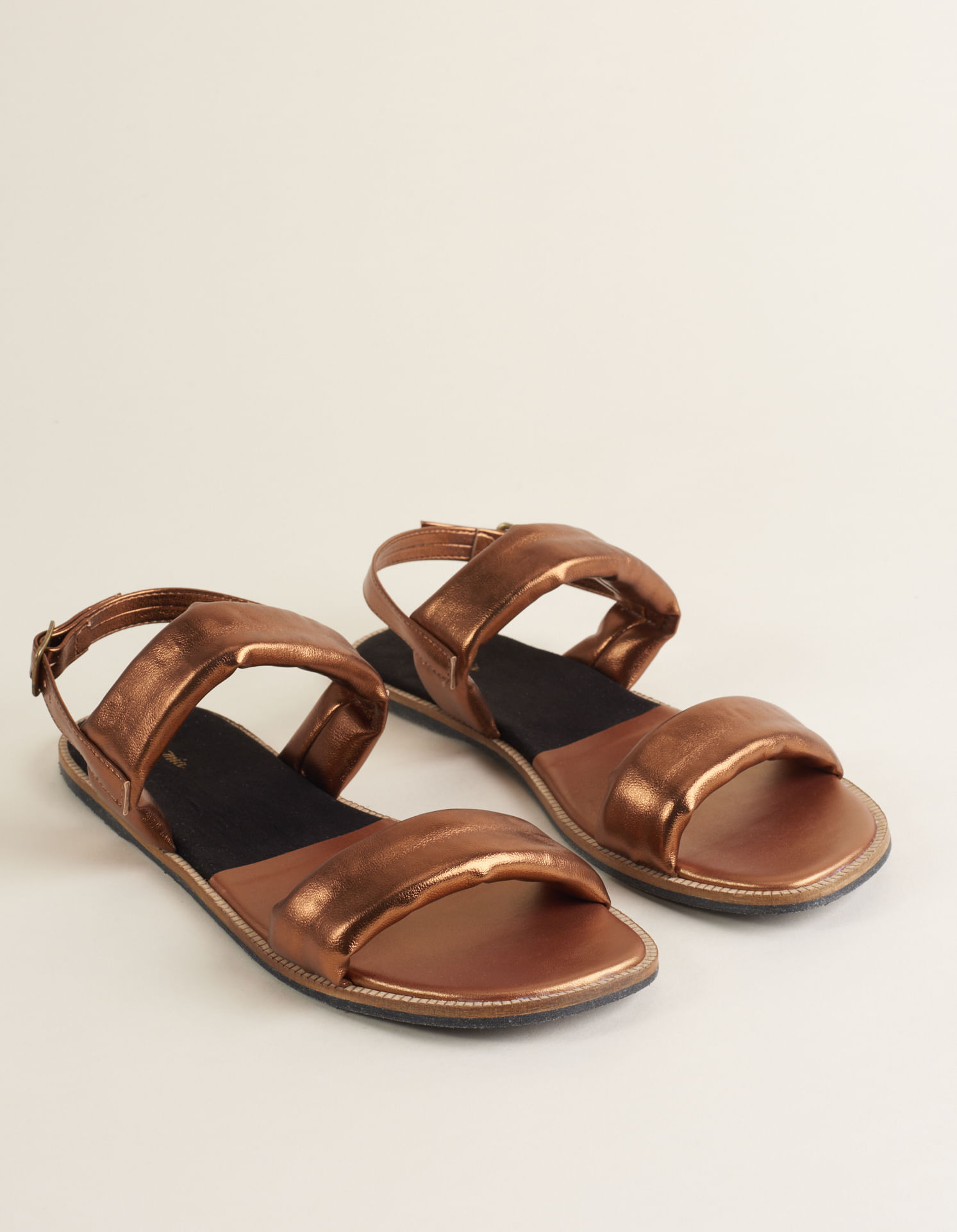 Rasteira Duas Tiras Soft Metalizado - Bronze