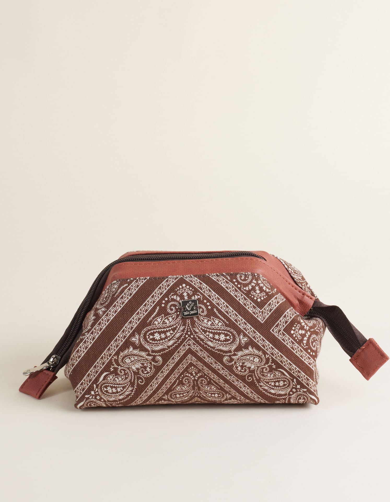 Necessaire Pequena Estampa Paisley - Cafe