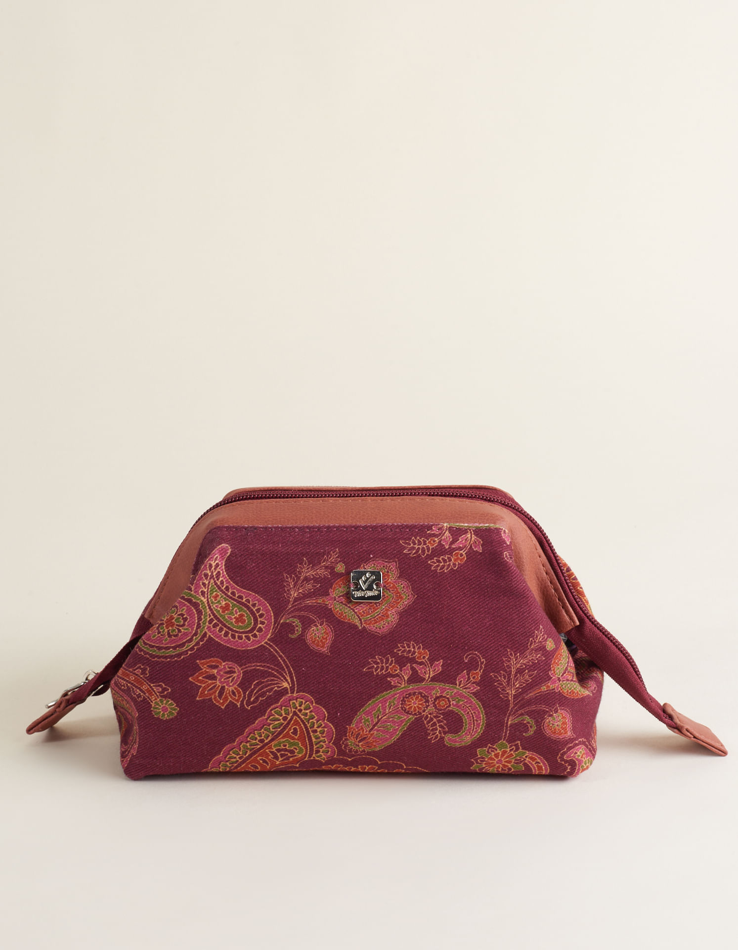 Necessaire Pequena Estampa Paisley - Bordo