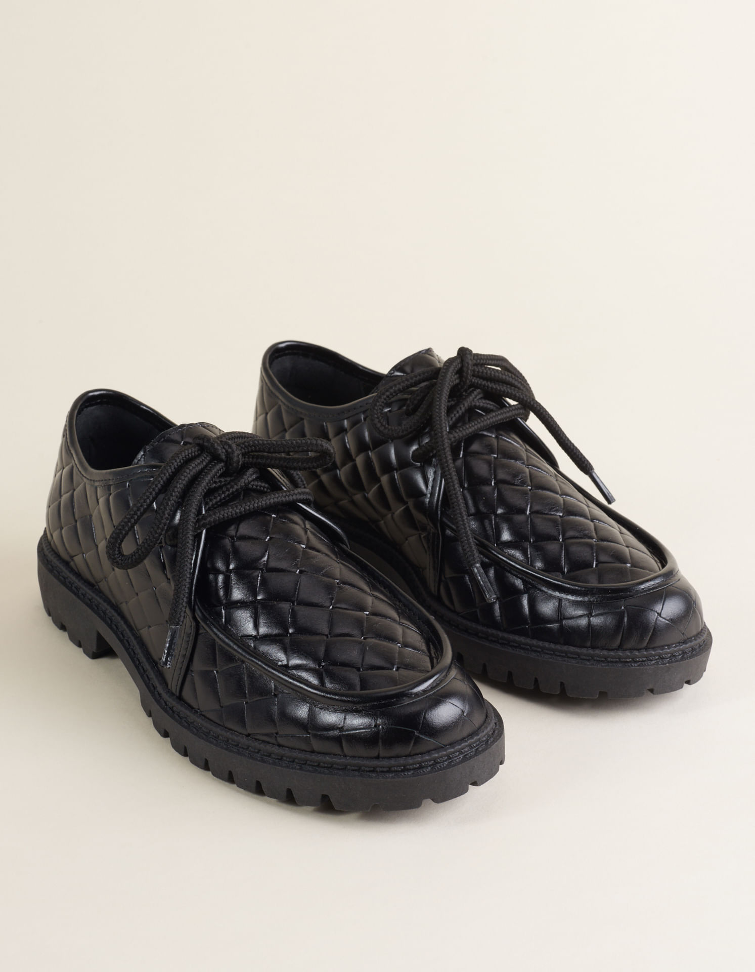 Mocassim Em Couro Texturizado - Preto