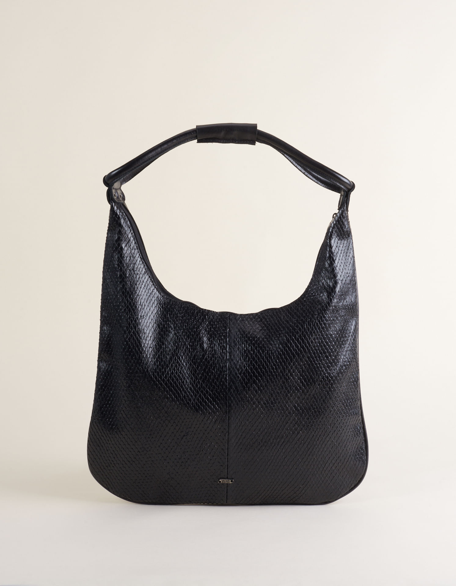 Bolsa Grande Couro Serpente - Preto