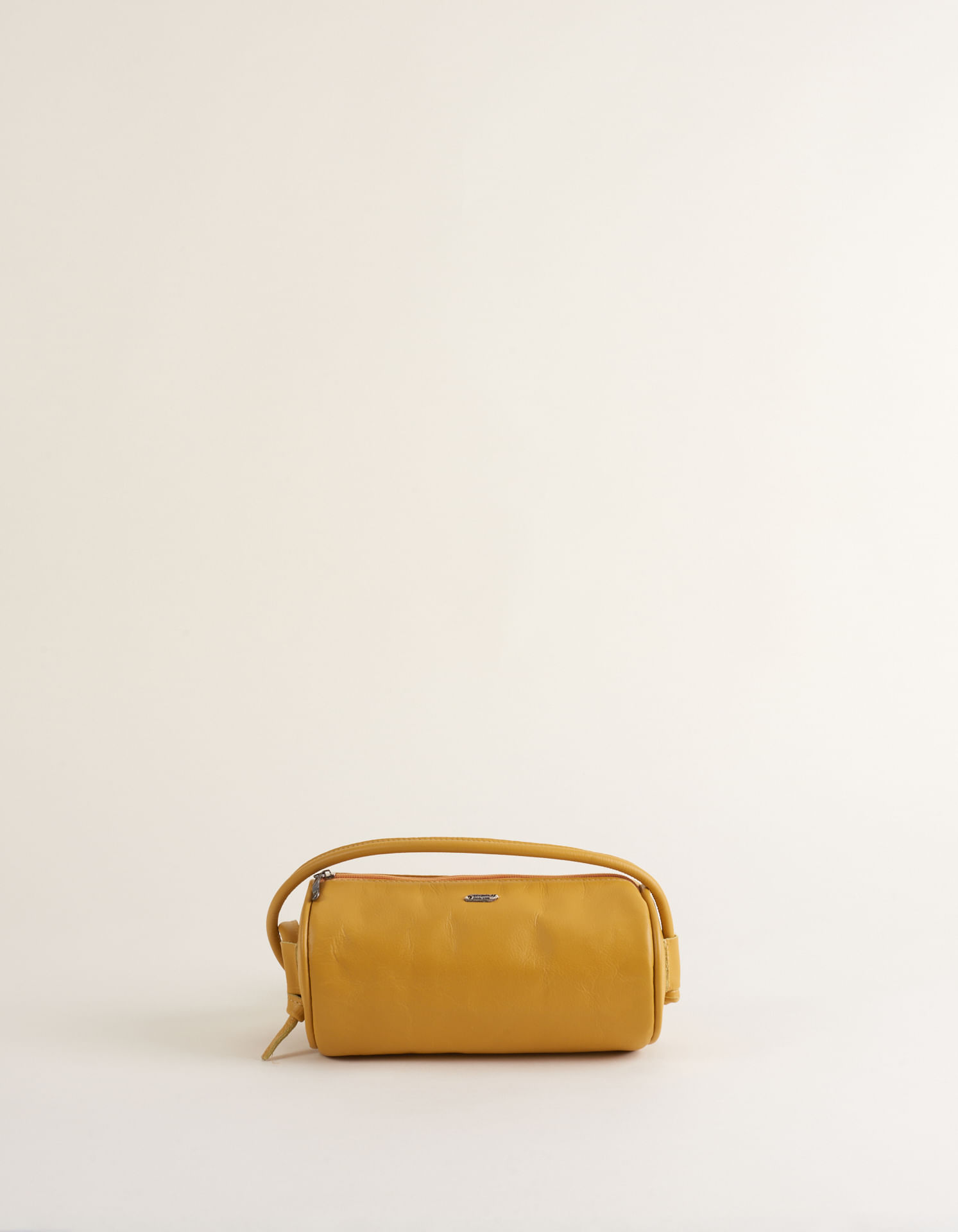 Bolsa Pequena Couro Cilíndrica - Mostarda