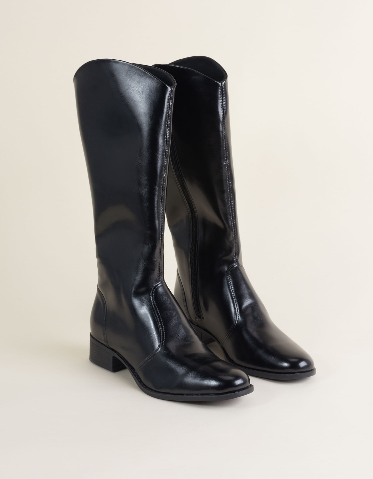 Bota Cano Alto Soft Com Zíper - Preto