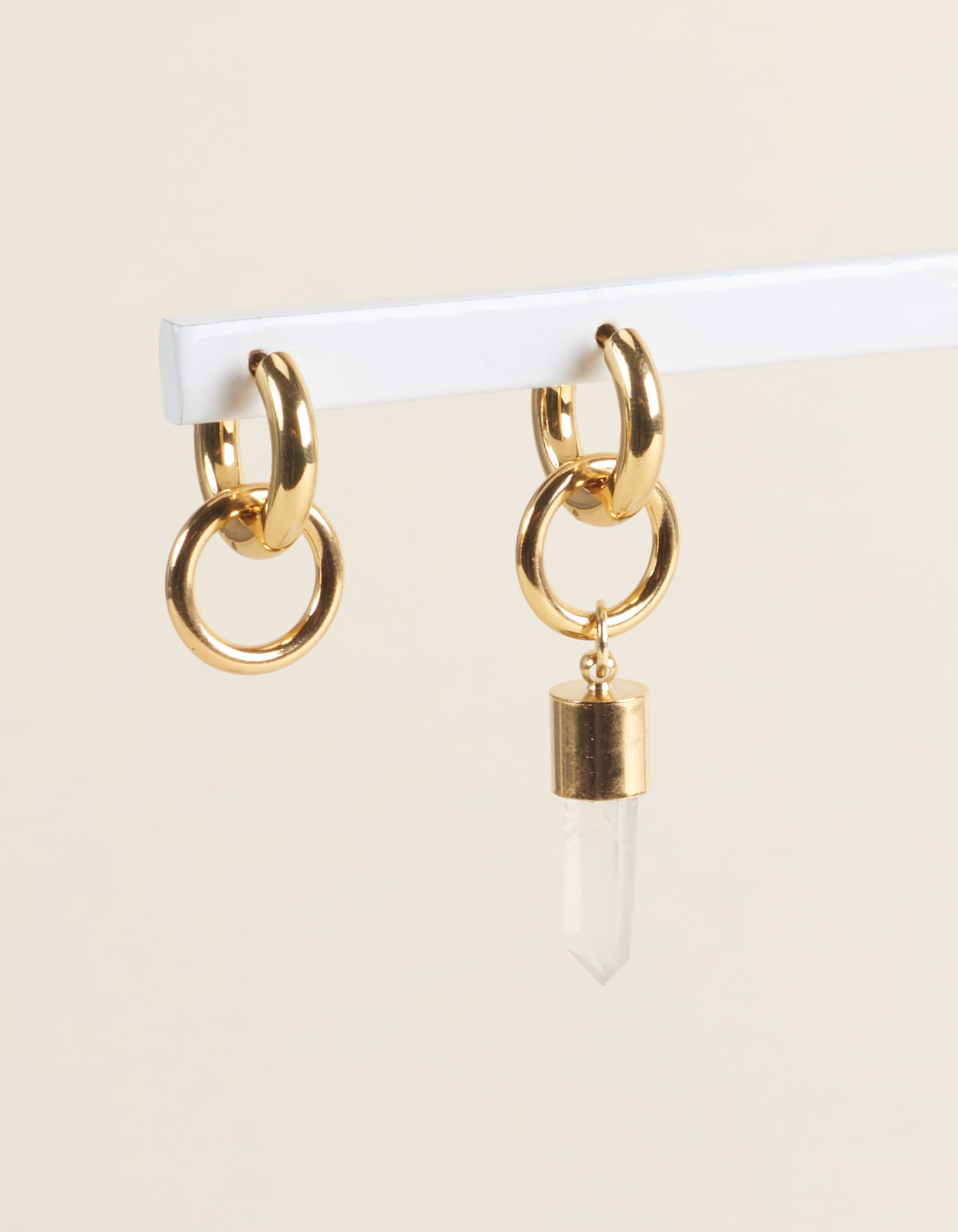 Brinco Descasado Com Cristal - Ouro
