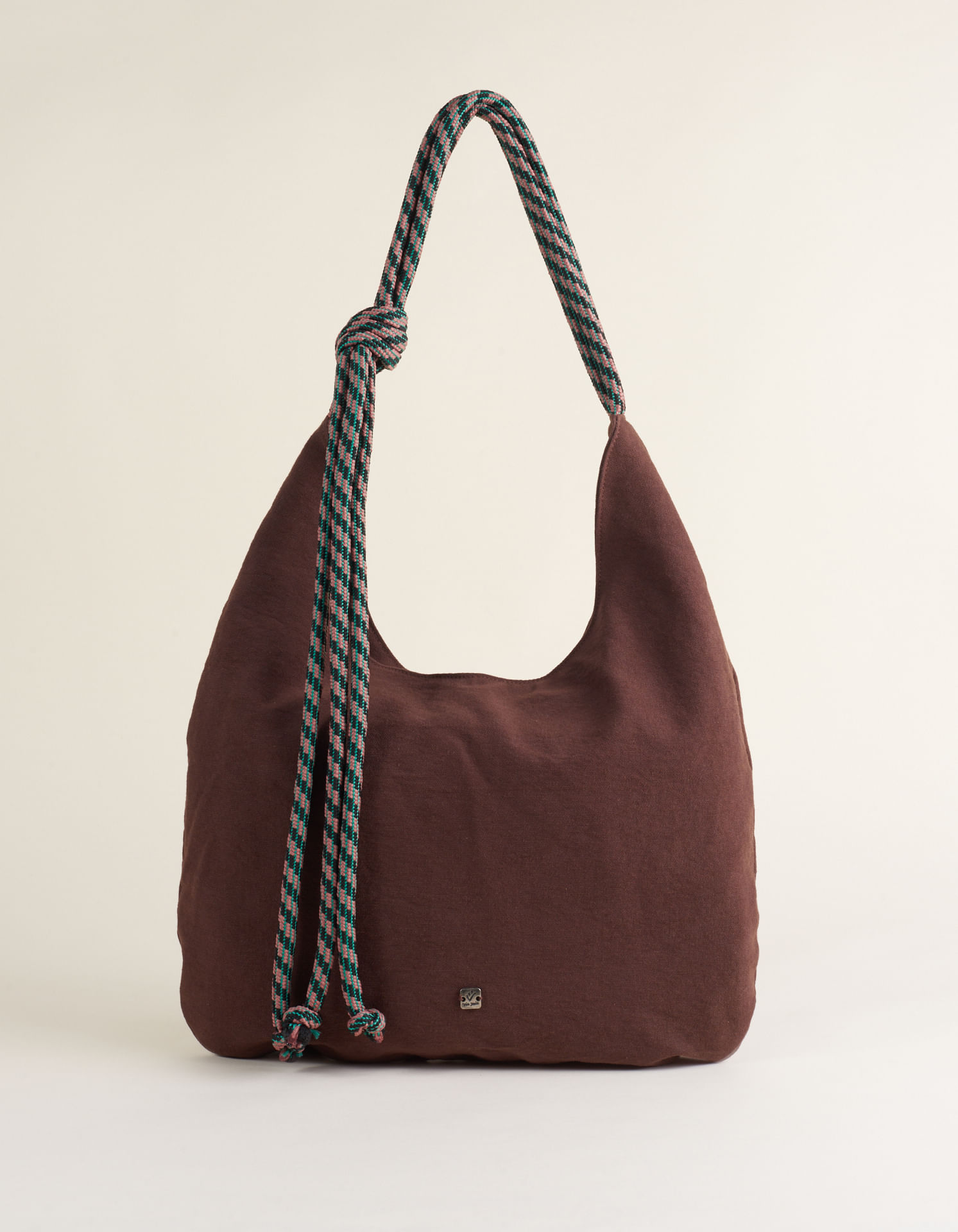 Bolsa Em Lona Com Alça Em Cadarço Colorido - Cafe