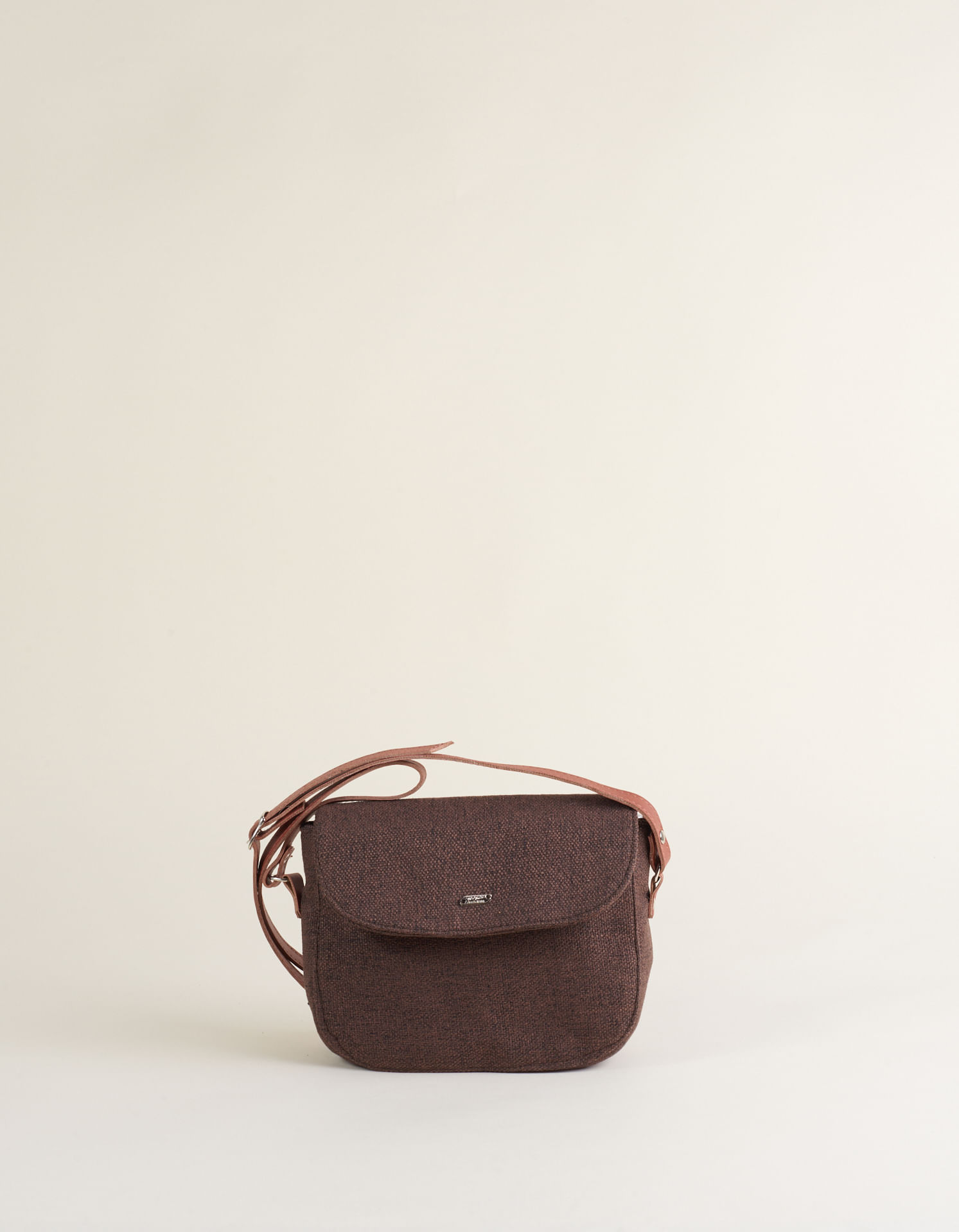 Bolsa Estruturada Em Tecido Rústico - Cafe