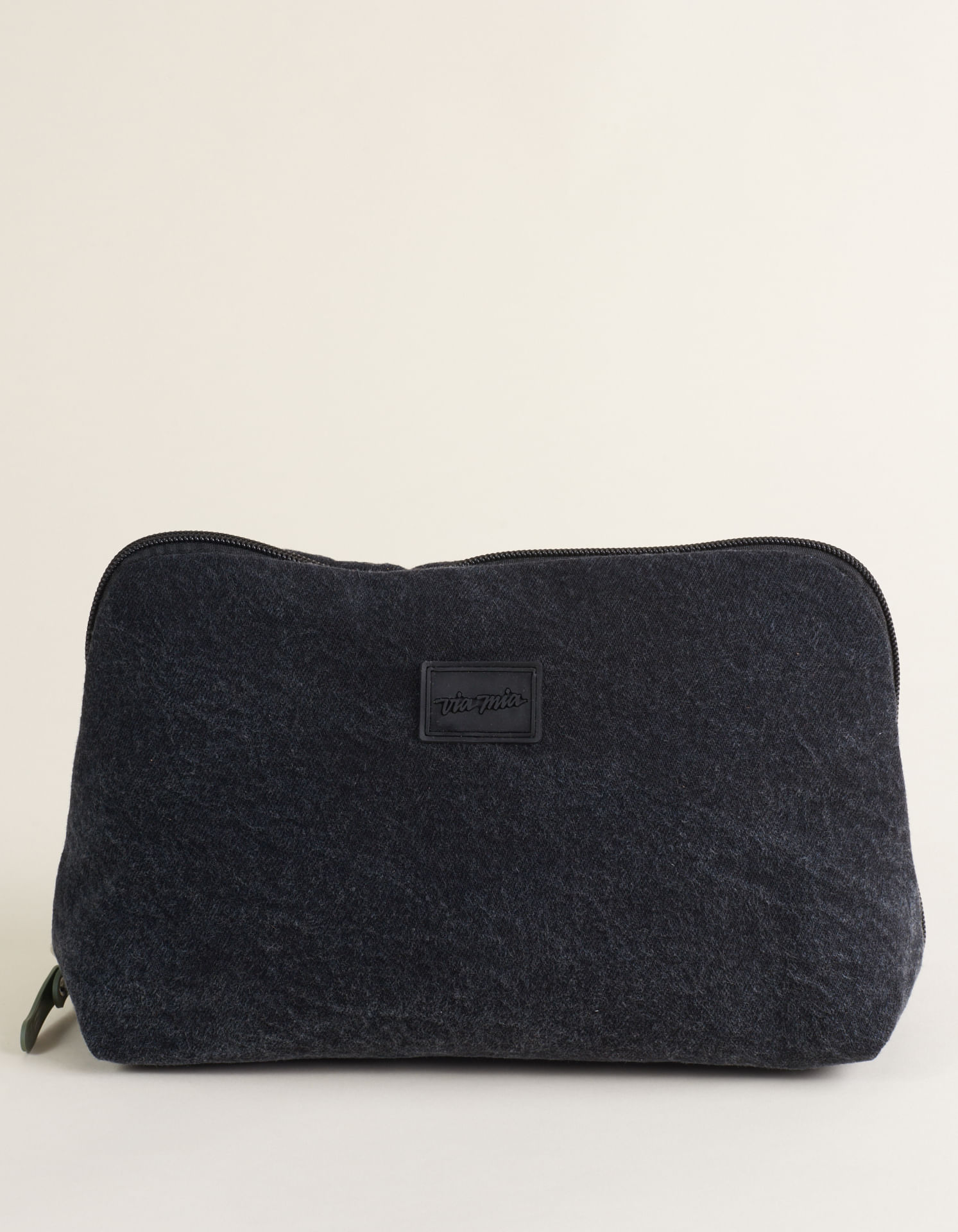 Necessaire Com Divisórias Em Lona De Algodão - Preto