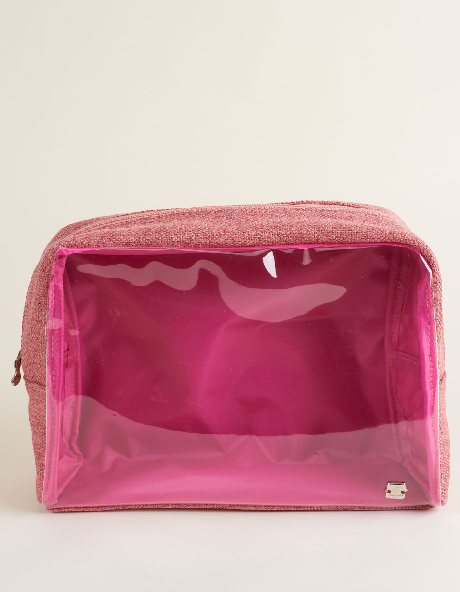 Necessaire Com Frente Em Pvc E Tecido Em Trama - Rum