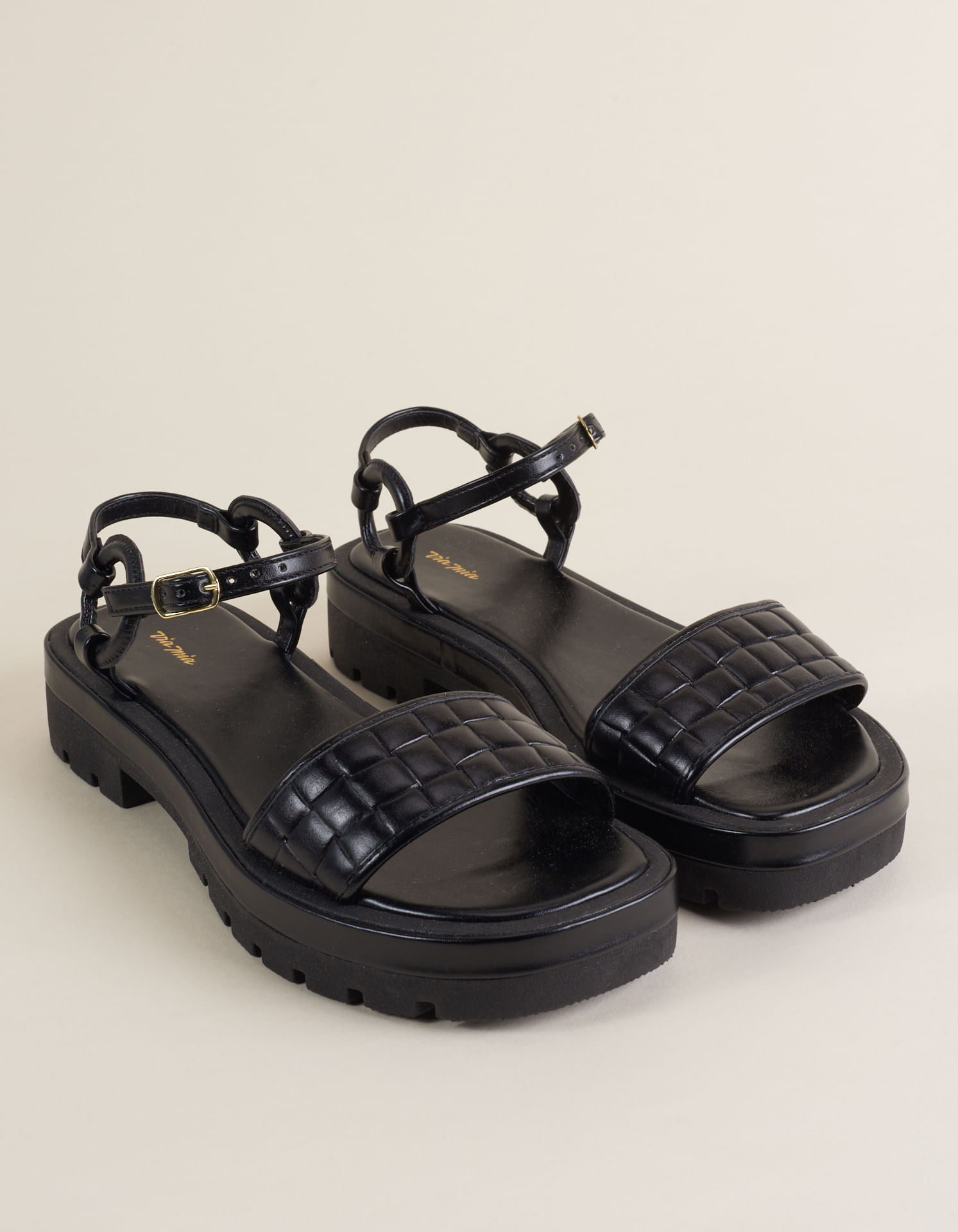 Flatform Couro Texturizado - Preto